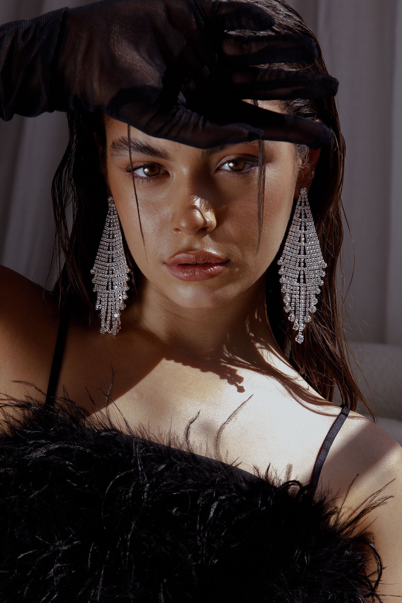 Rani Silver Diamond Fringe Earrings