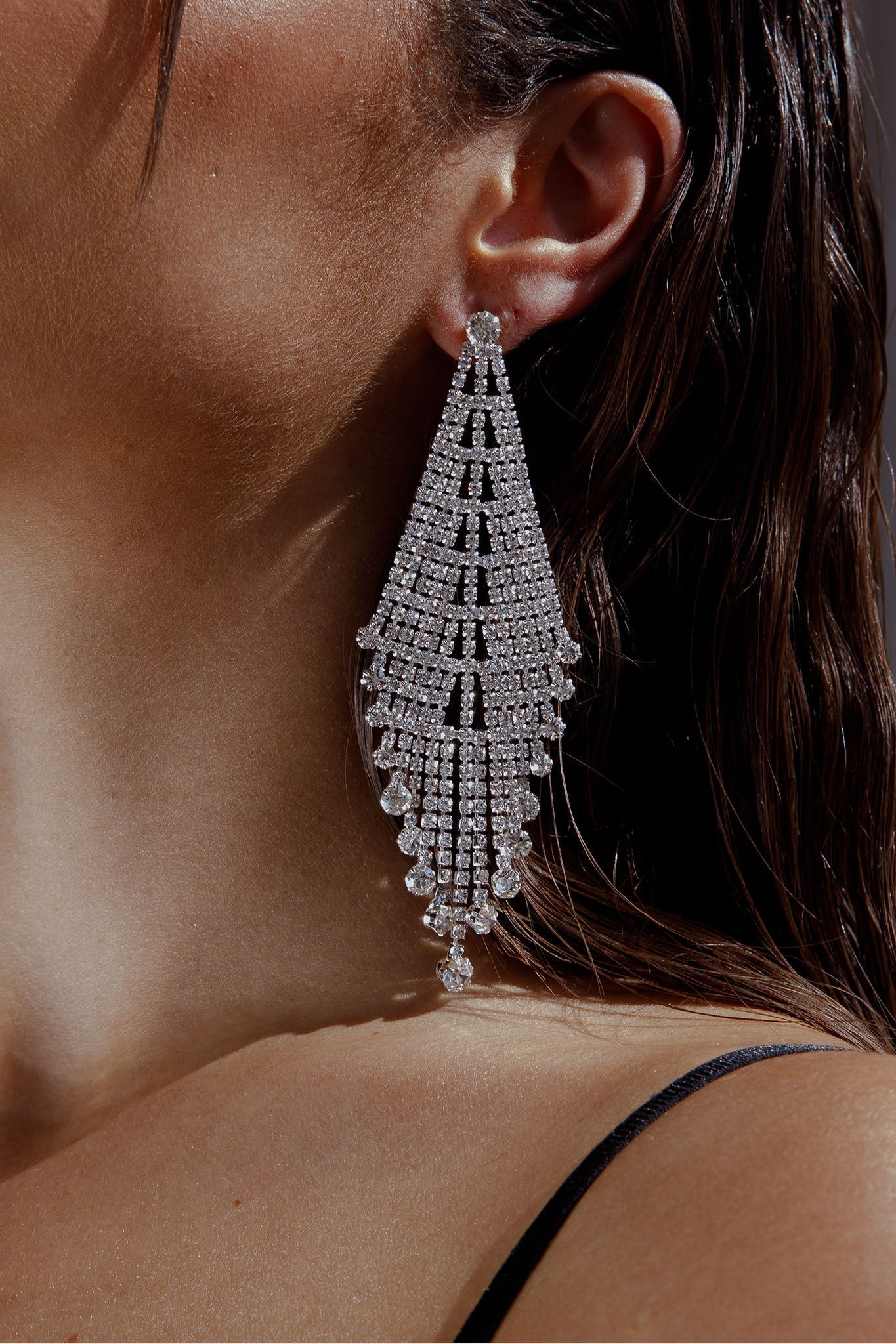 Rani Silver Diamond Fringe Earrings
