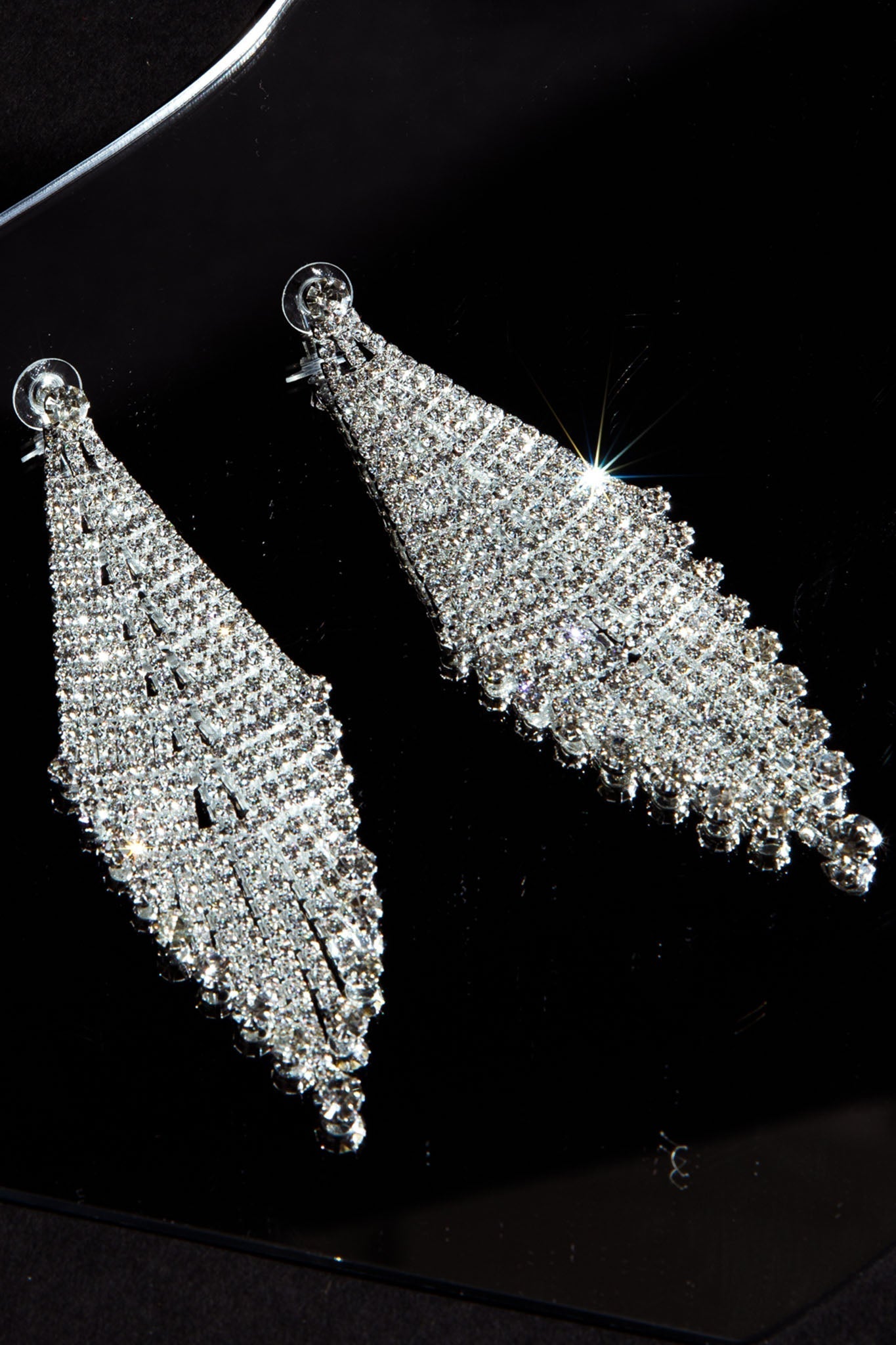 Rani Silver Diamond Fringe Earrings
