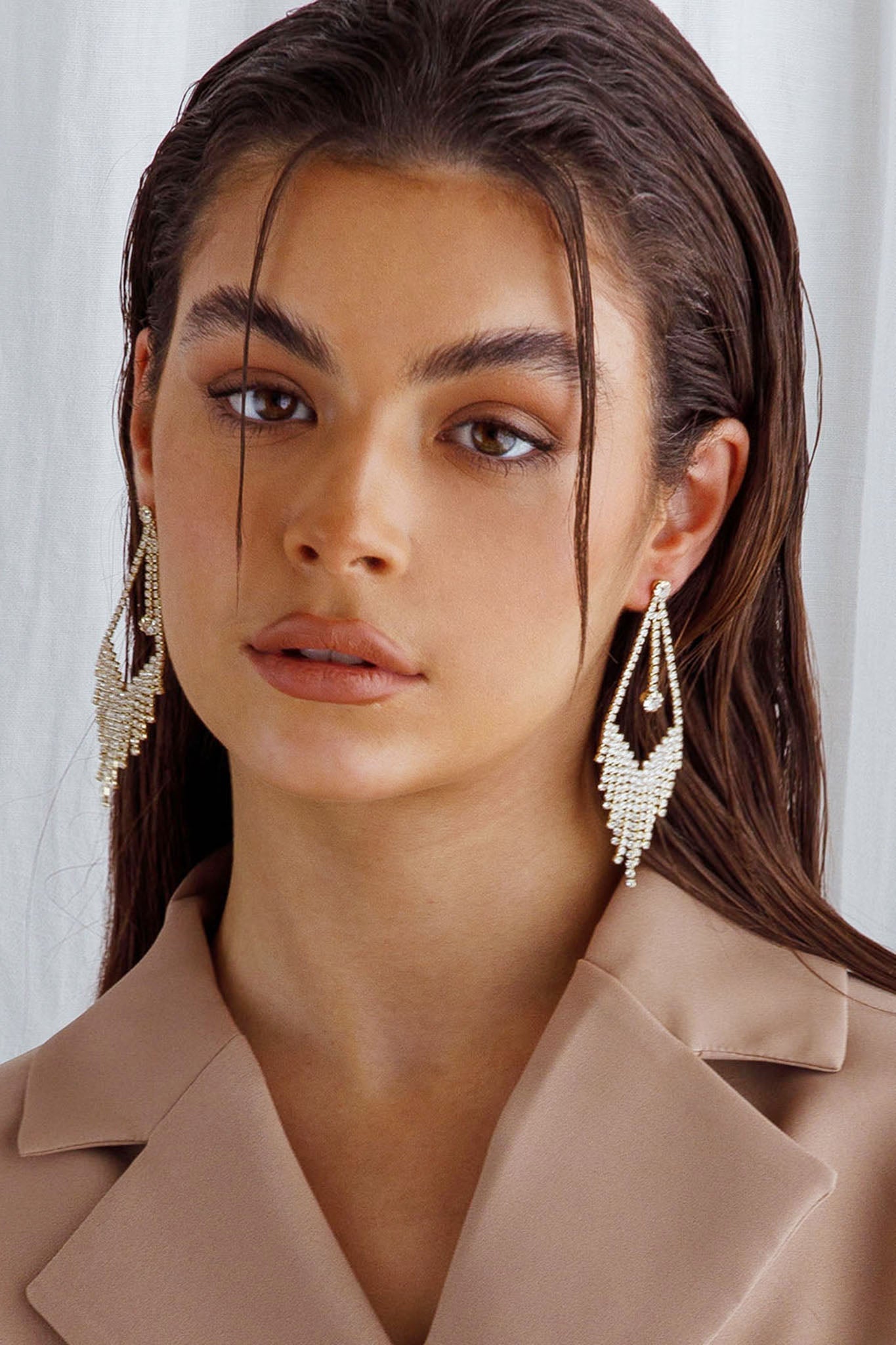 Victoria Fringe Earrings with Diamante Gold