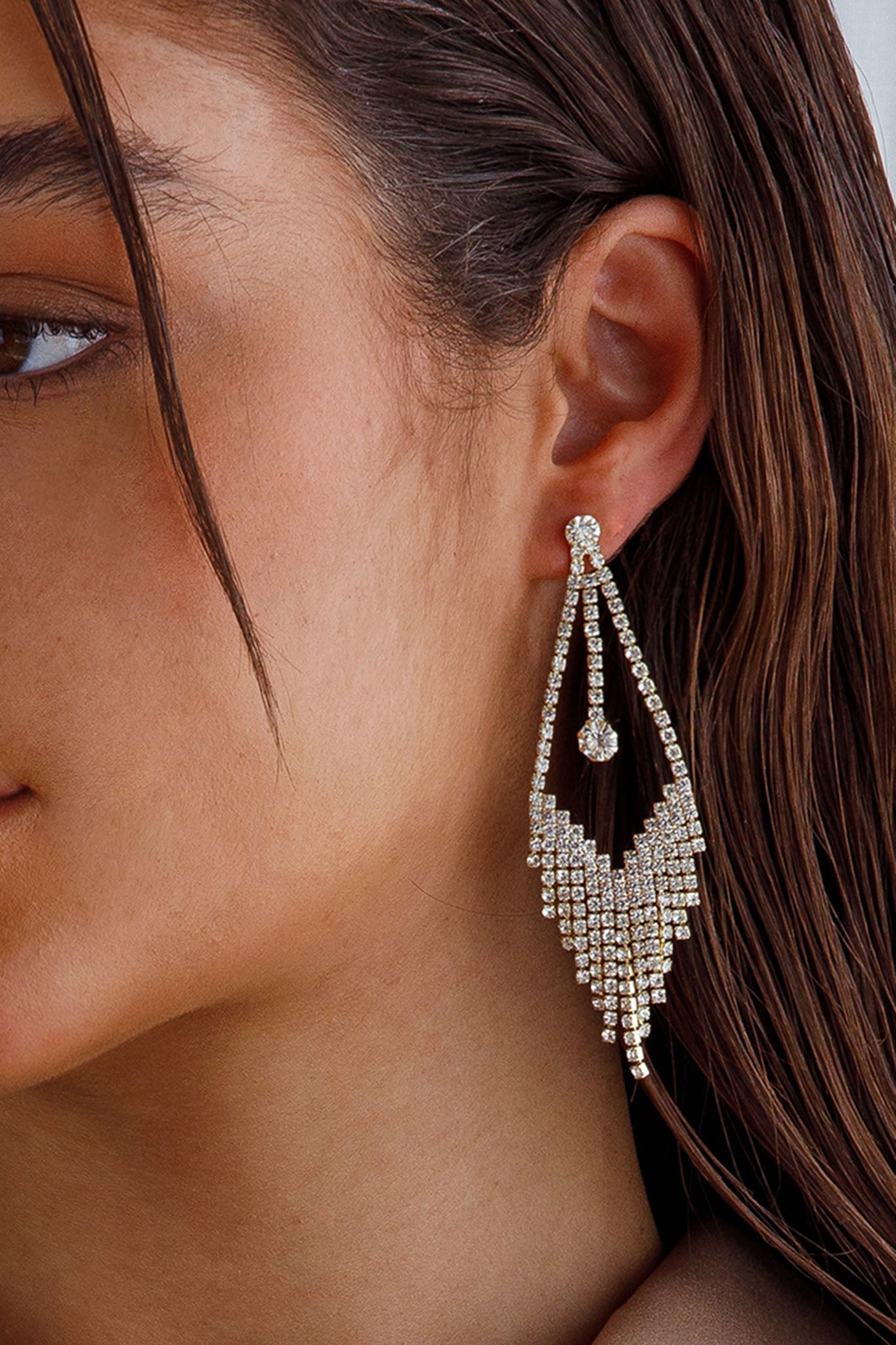 Victoria Fringe Earrings with Diamante Gold