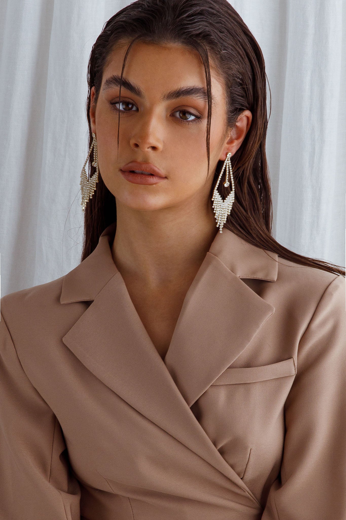 Victoria Fringe Earrings with Diamante Gold