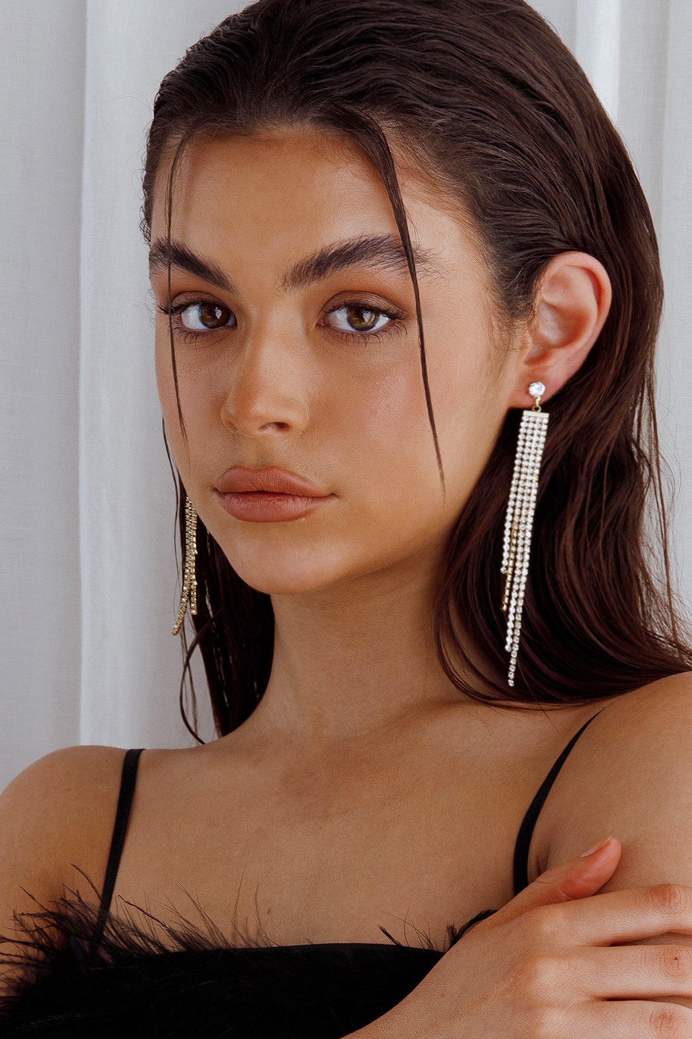 Jamie Dangle Earrings with Rhinestones