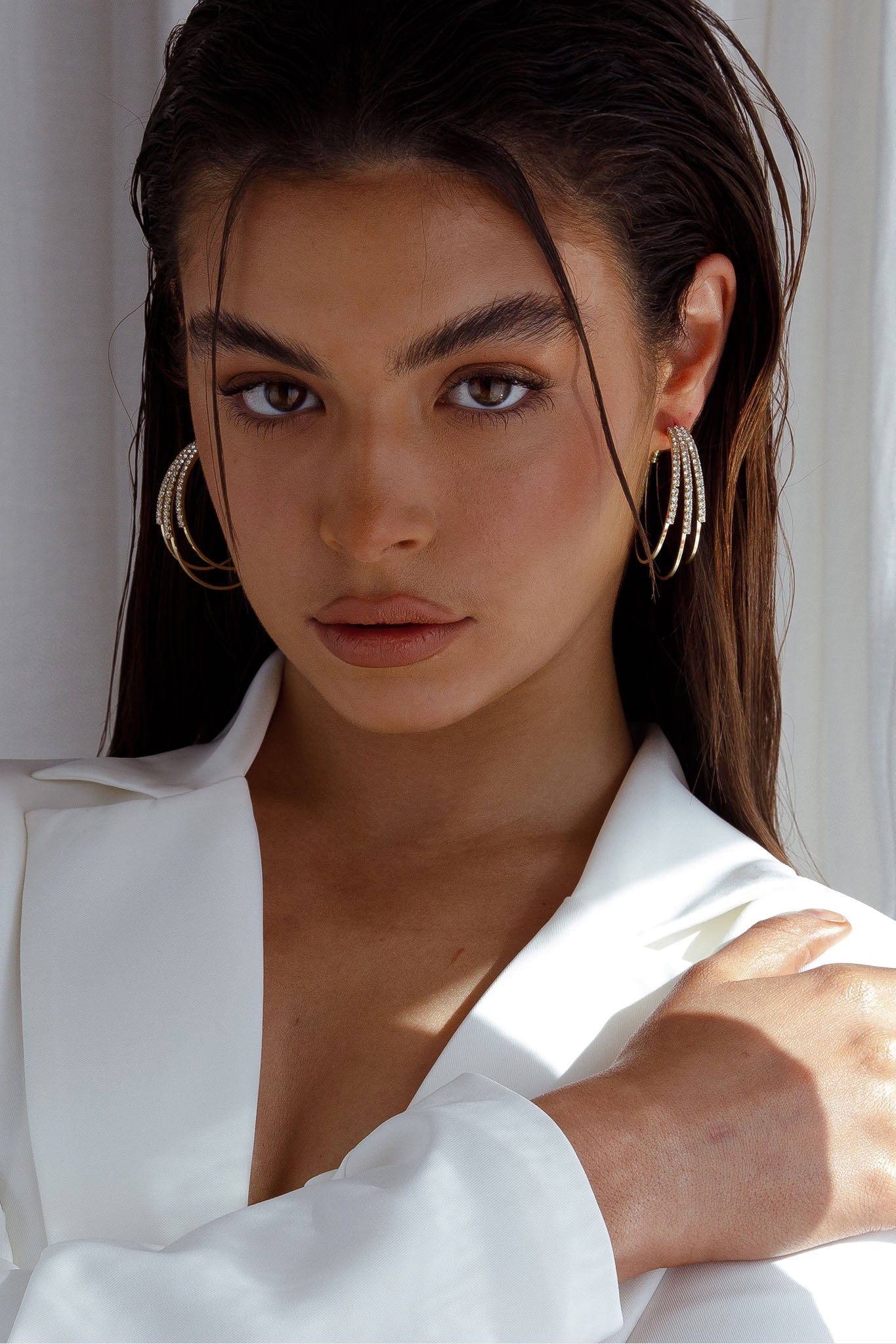 Zilla Triple Hoop Gold Earrings