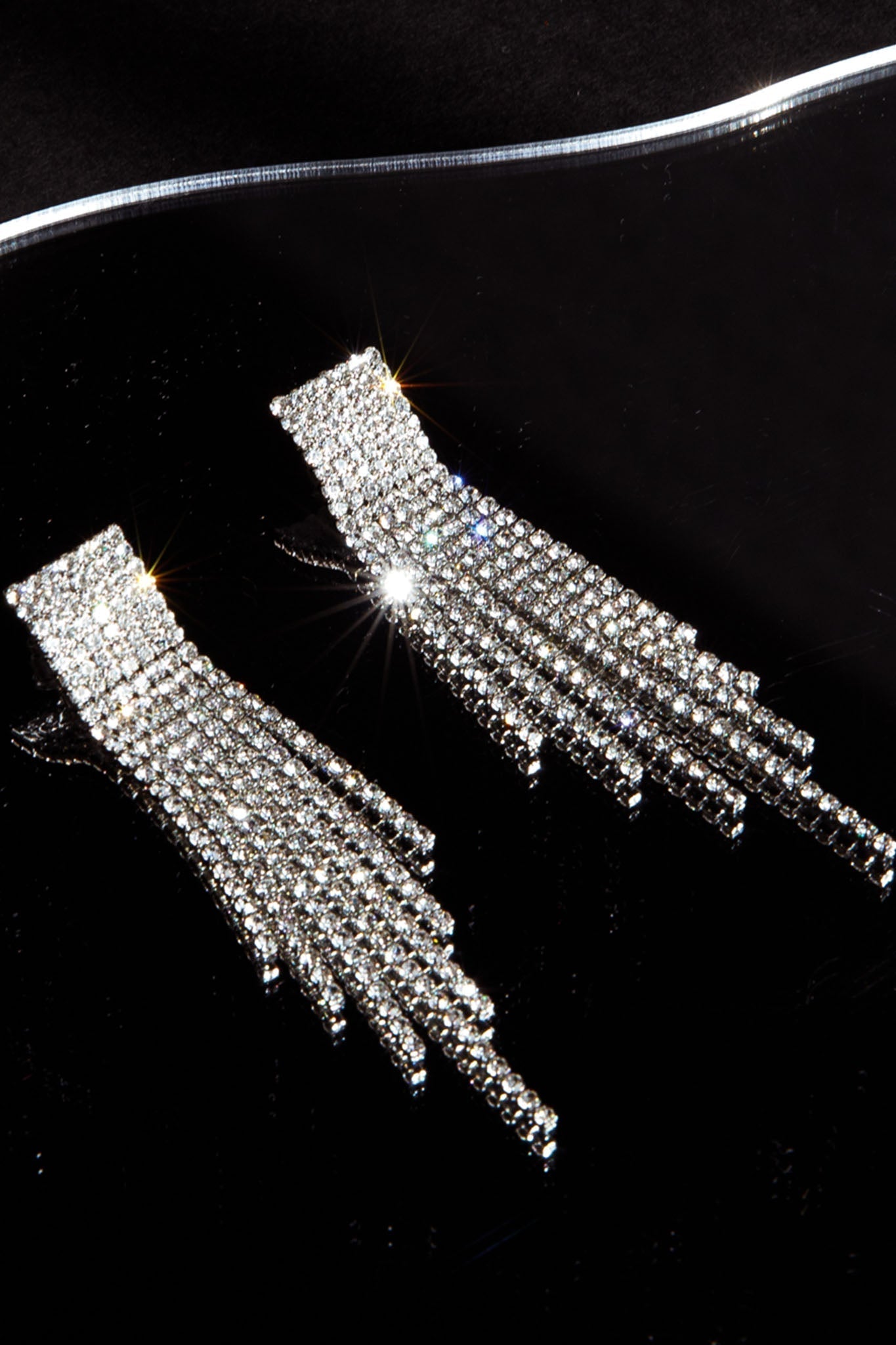 Zarah Silver Diamond Fringe Earrings