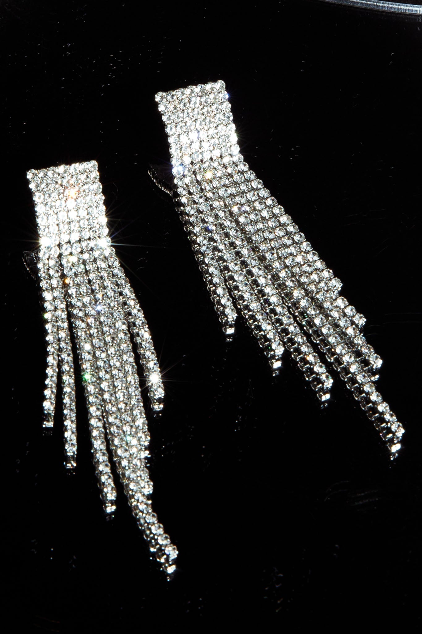 Zarah Silver Diamond Fringe Earrings
