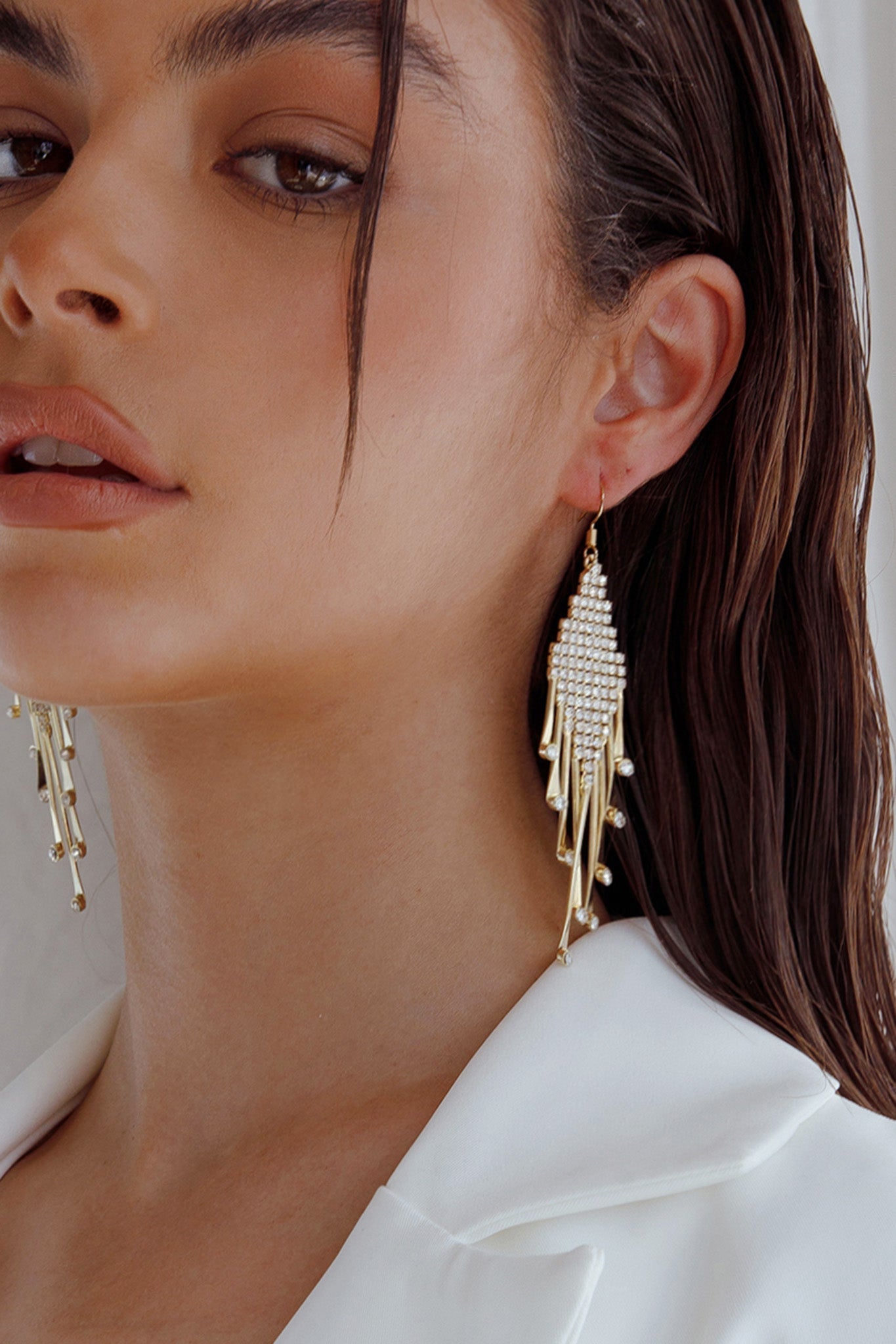 Alessandra Diamante Gold Fringe Earrings