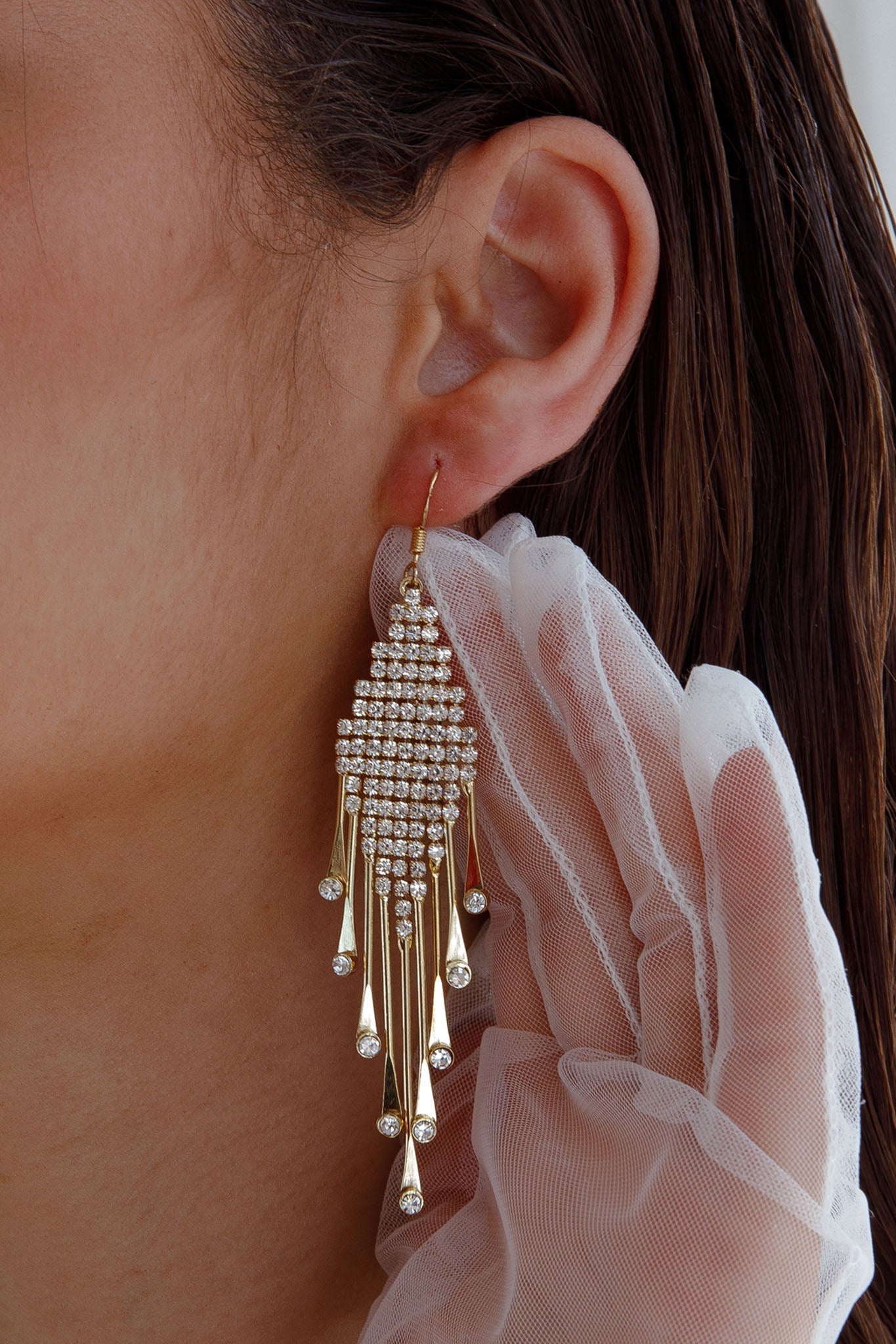 Alessandra Diamante Gold Fringe Earrings