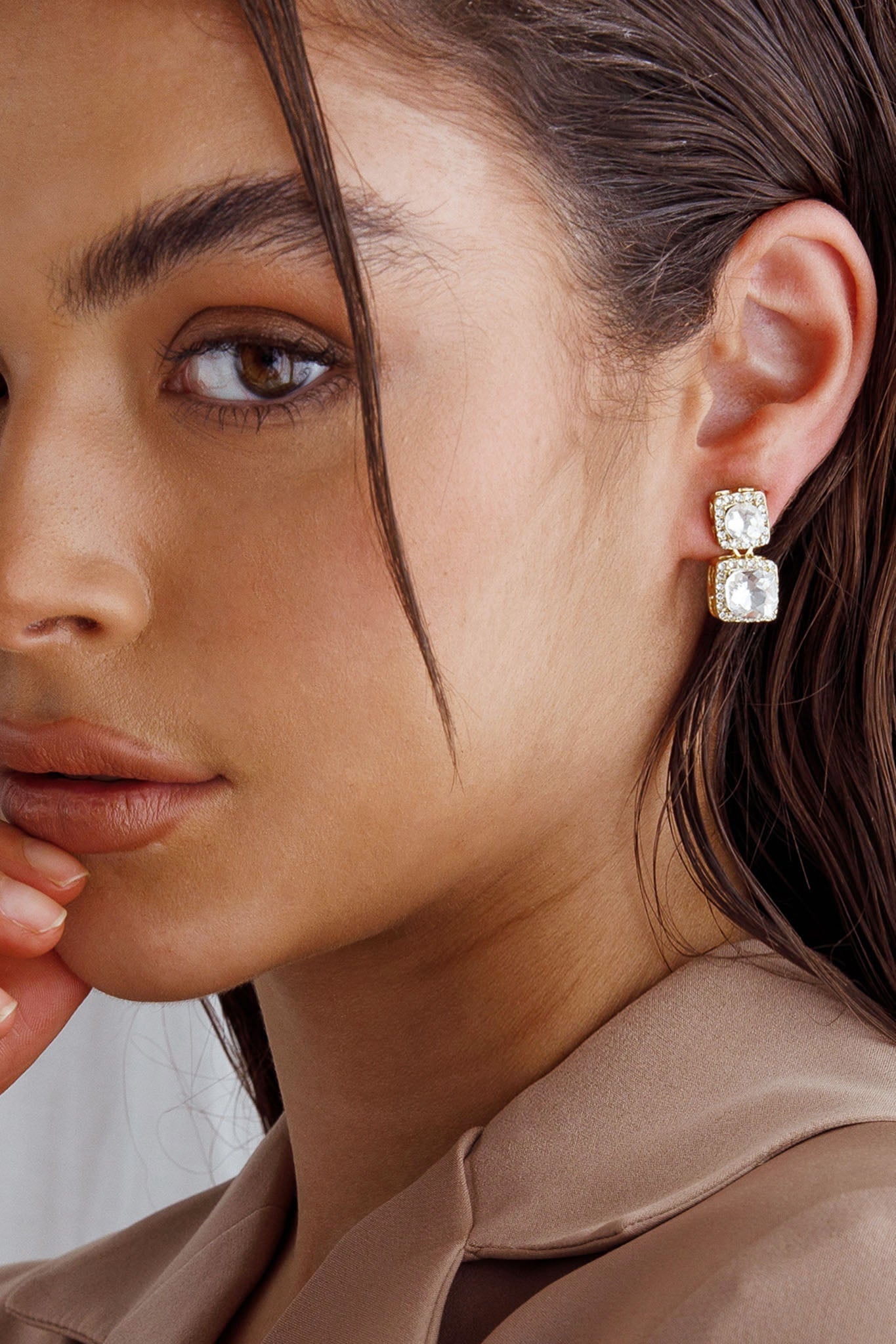 Megan Gold Square Dangle Earrings