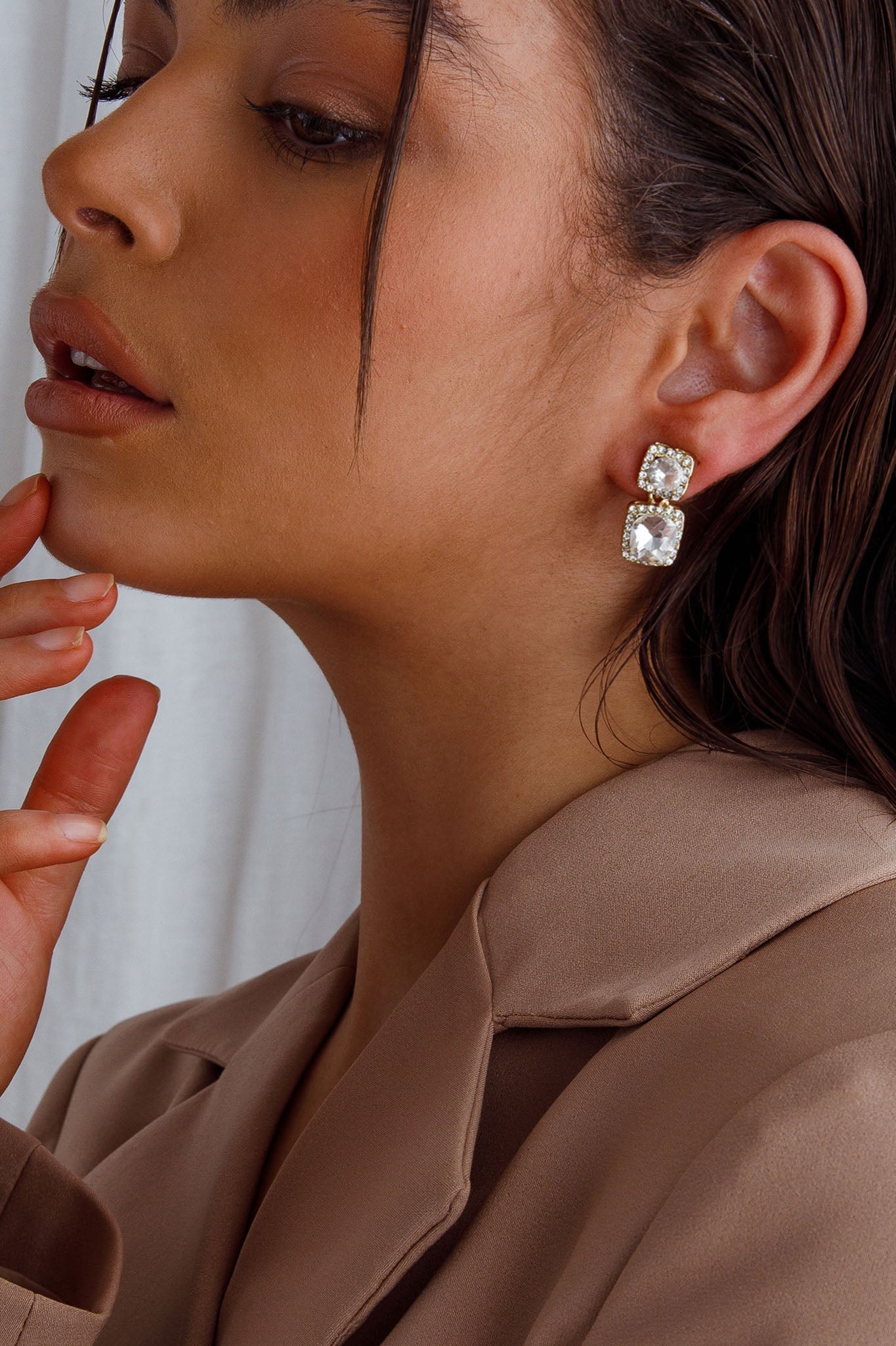 Megan Gold Square Dangle Earrings