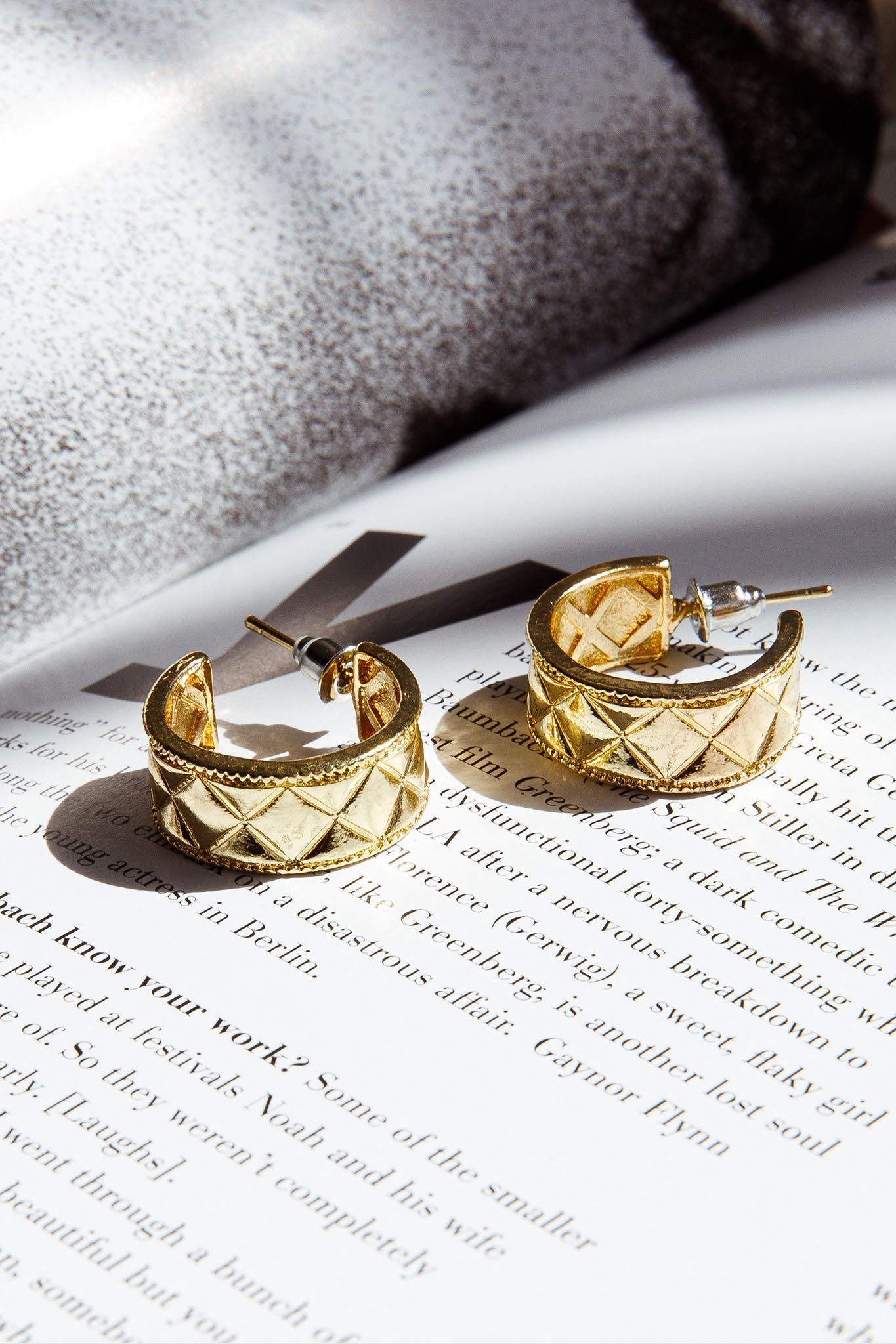 Small Engraved Gold Hoop Earrings