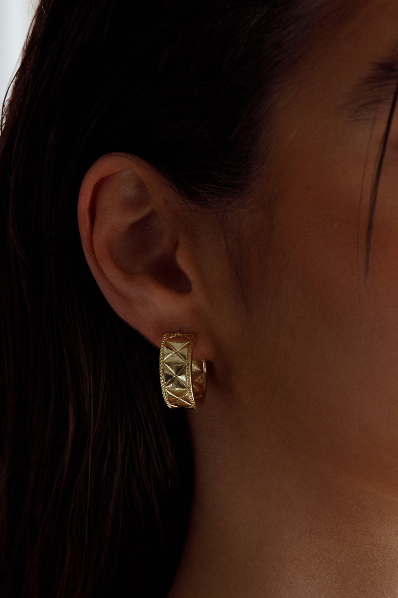Small Engraved Gold Hoop Earrings