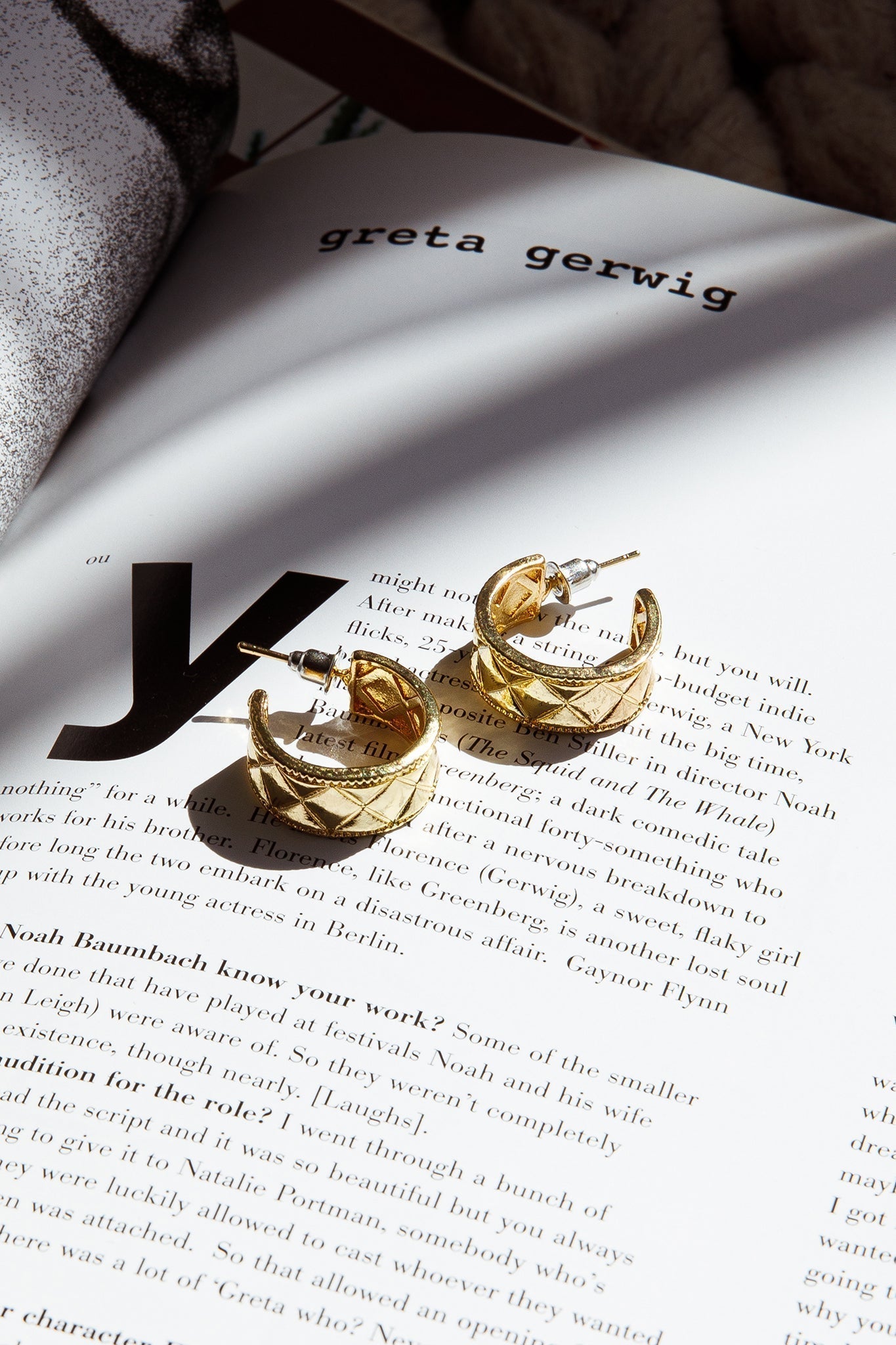 Small Engraved Gold Hoop Earrings