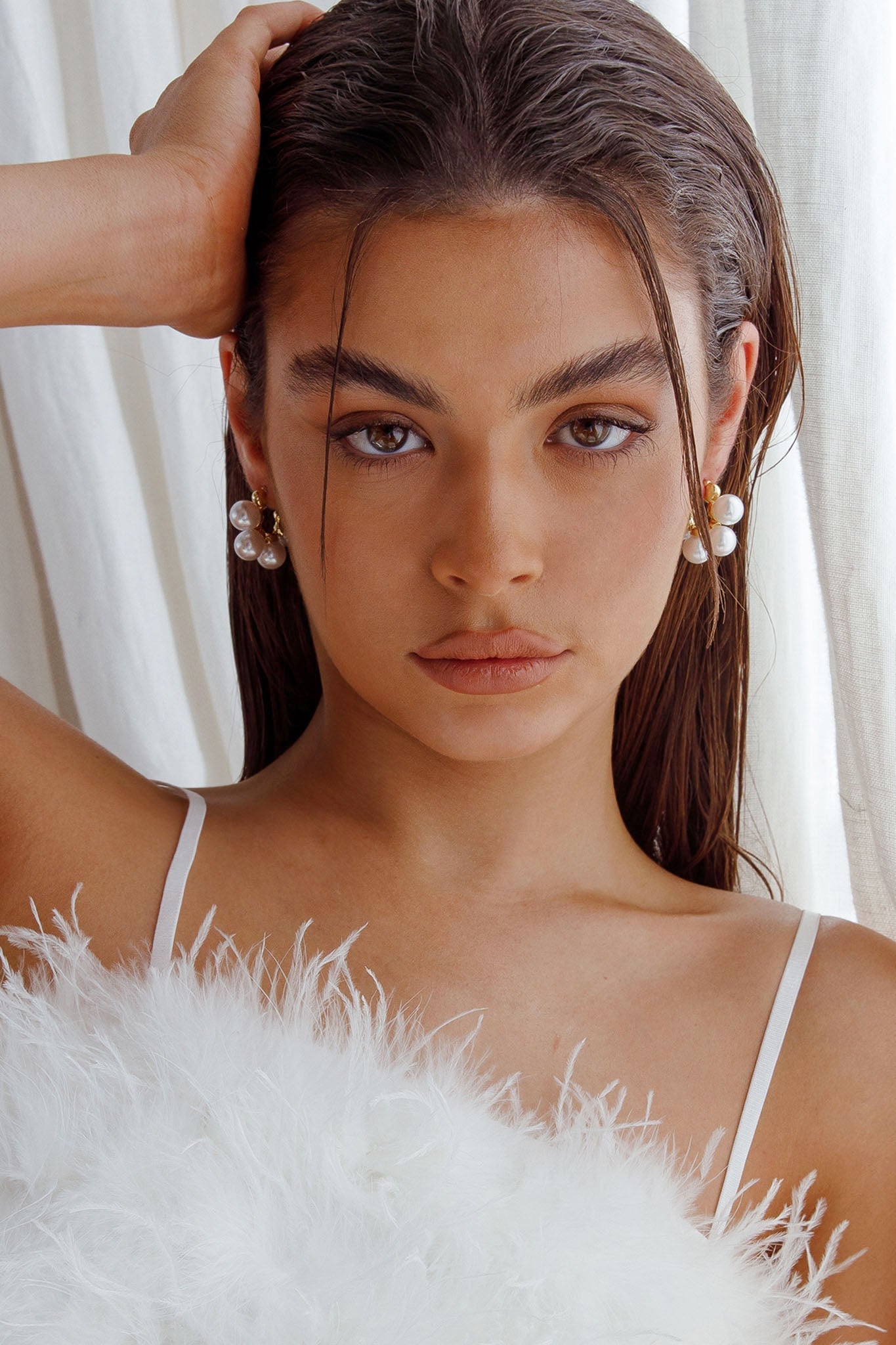 St Tropez Gold Pearl Hoop Earrings