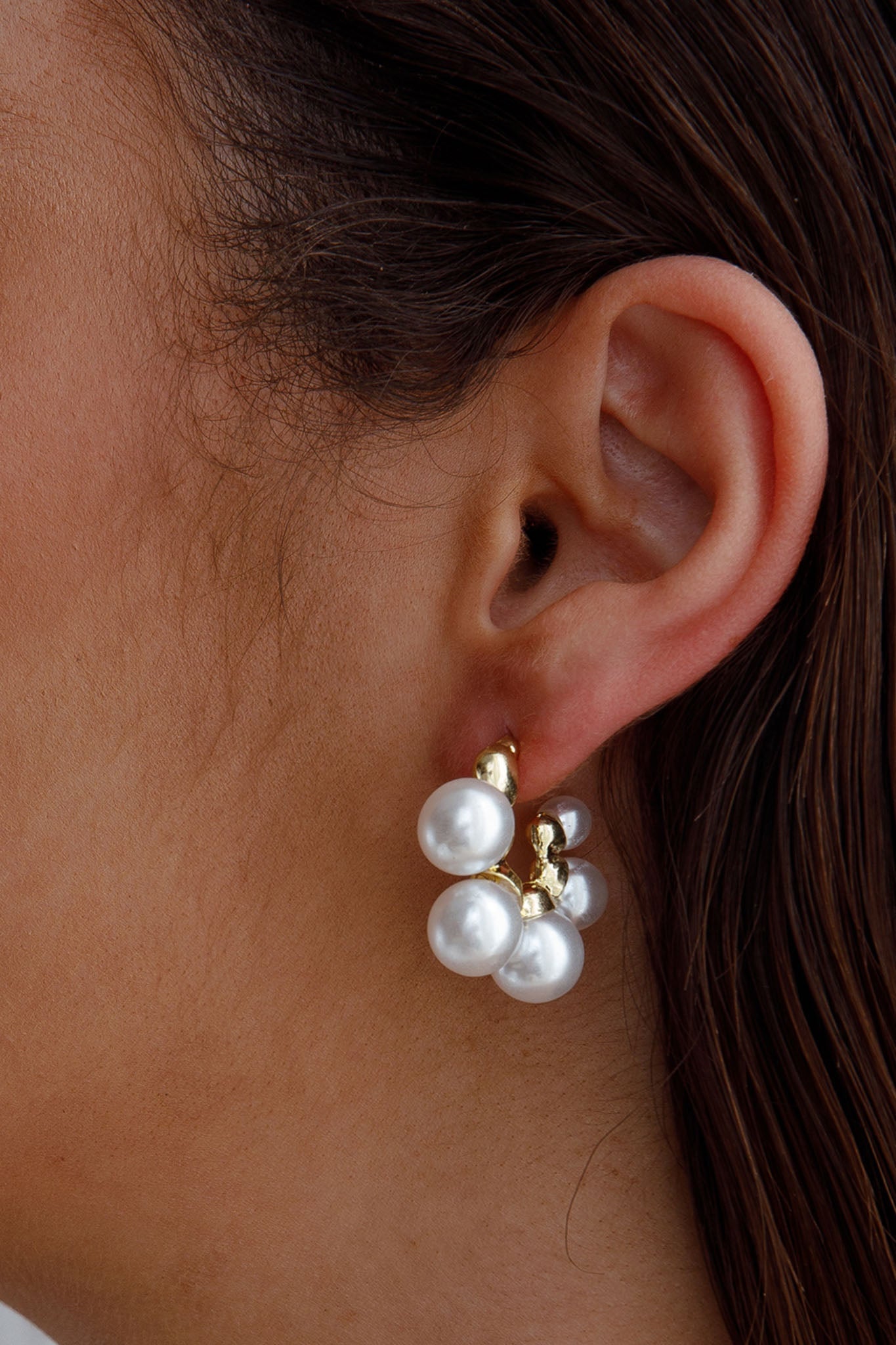 St Tropez Gold Pearl Hoop Earrings