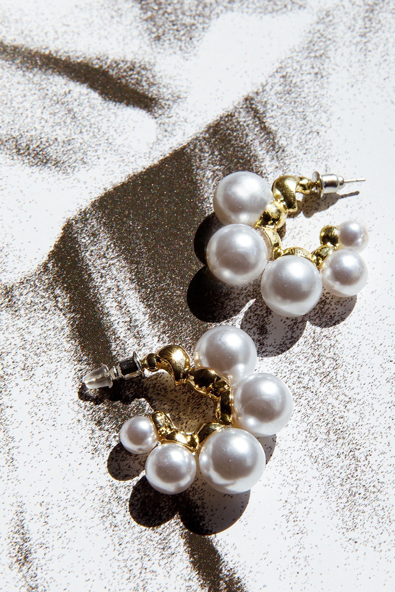 St Tropez Gold Pearl Hoop Earrings