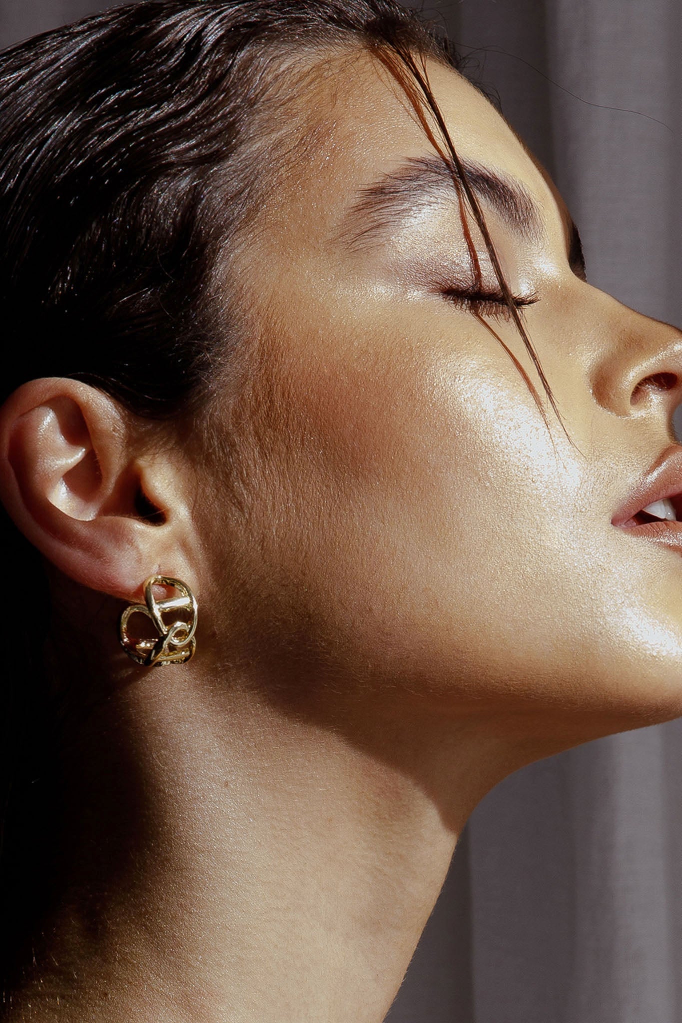 Small Gold Chain Hoop Earrings Knox