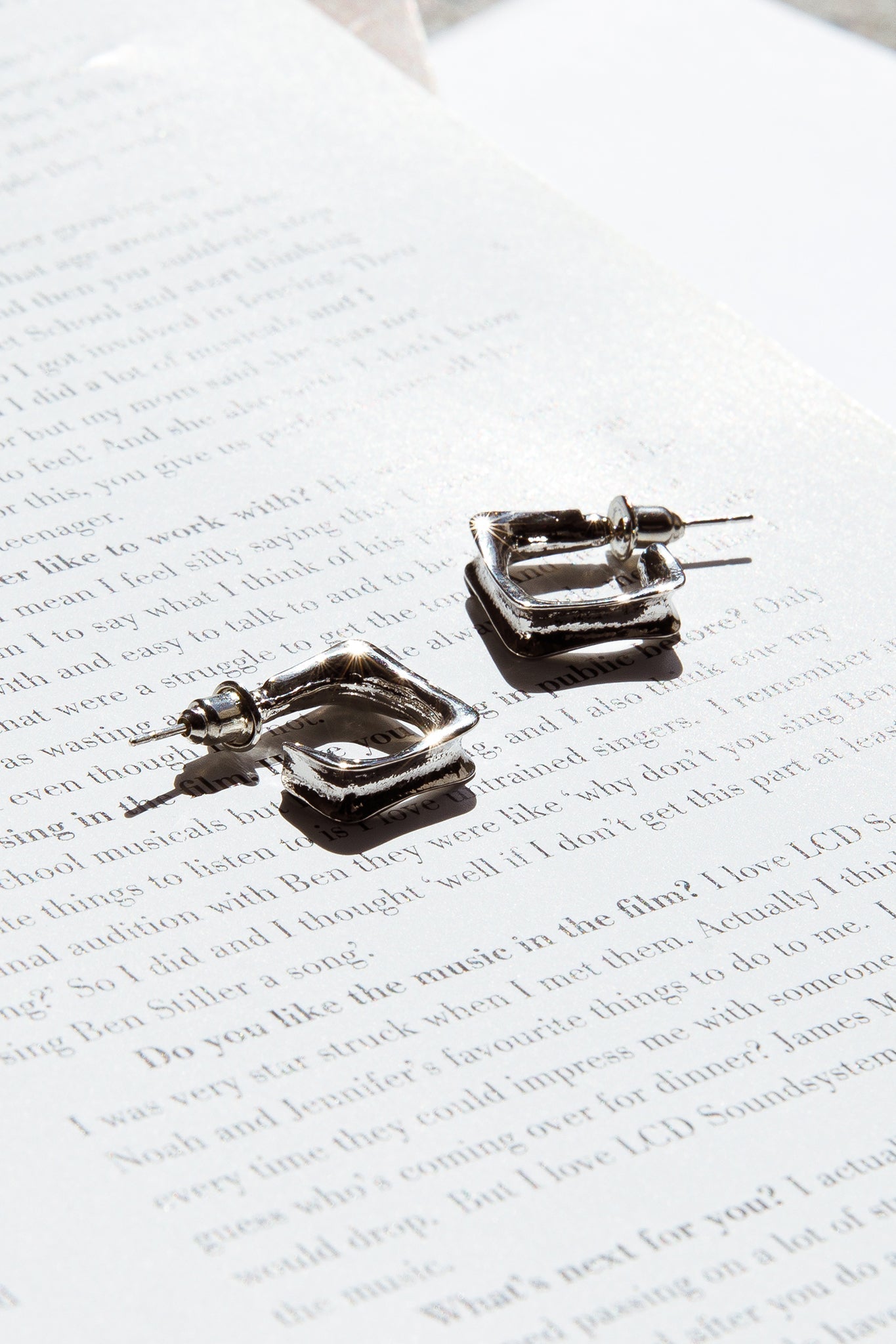 Small Square Hoop Earrings Maddox Silver