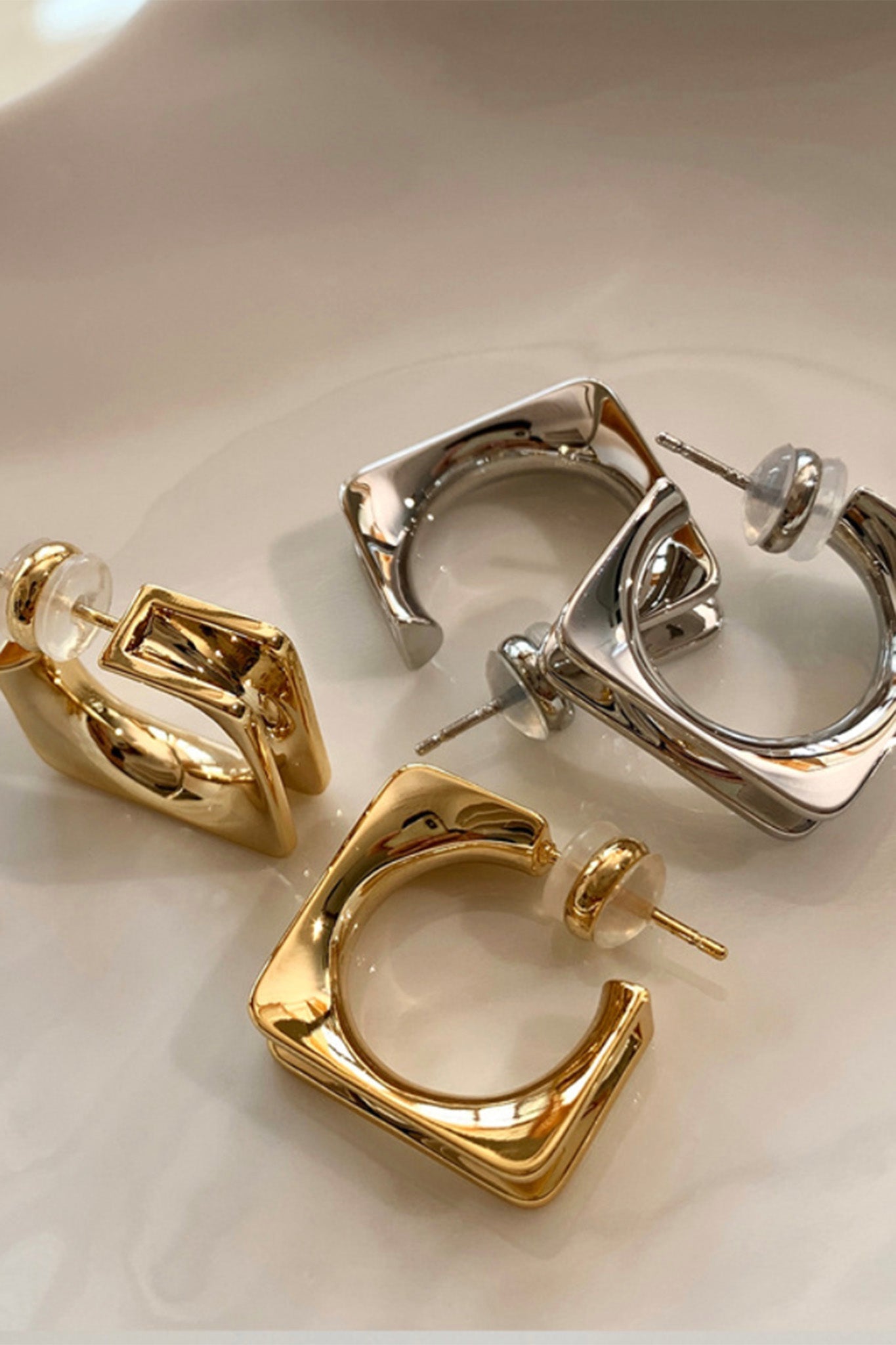 Small Square Hoop Earrings Maddox Silver