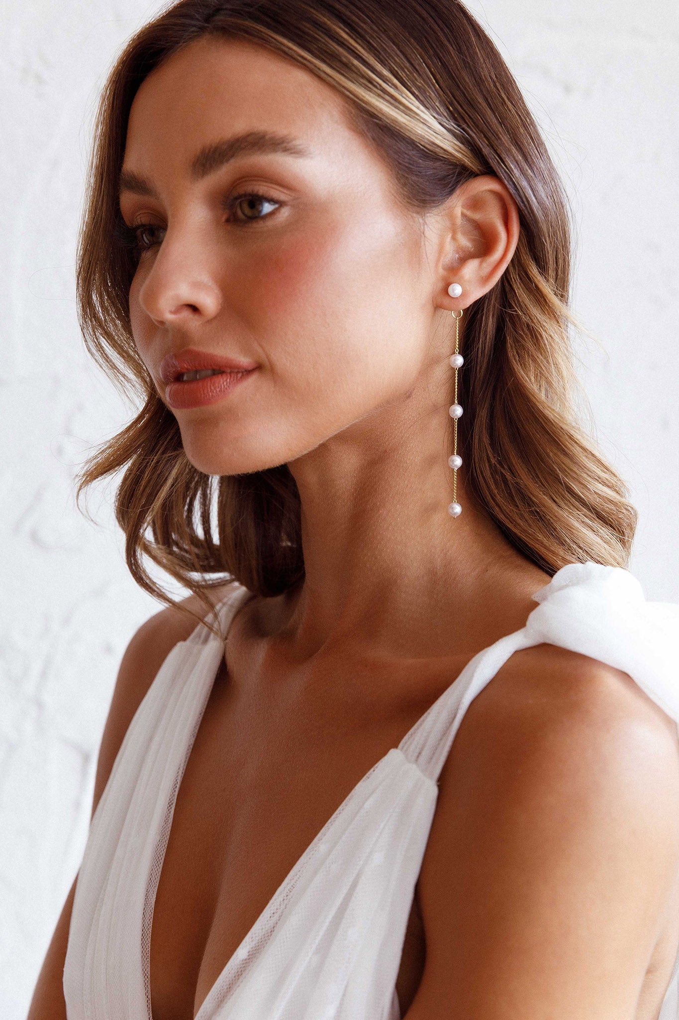 Gaia Pearl Drop Earrings in Gold