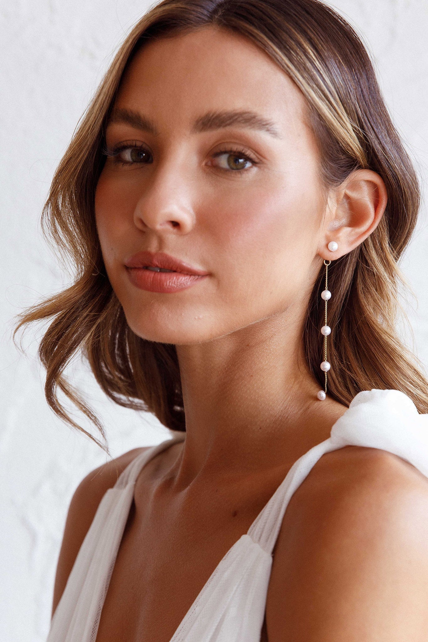 Gaia Pearl Drop Earrings in Gold