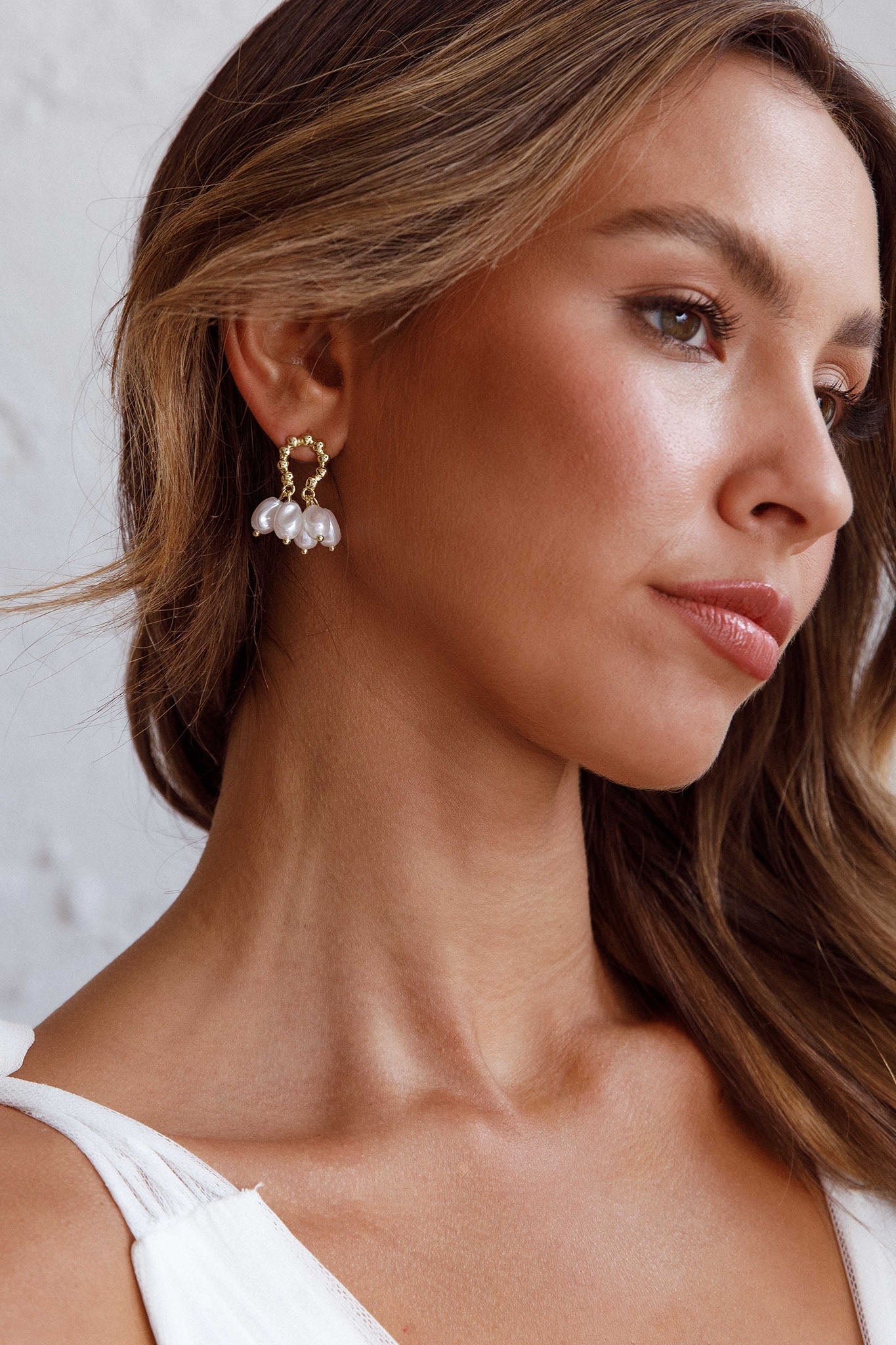 Sierra Pearl Gold Statement Earrings