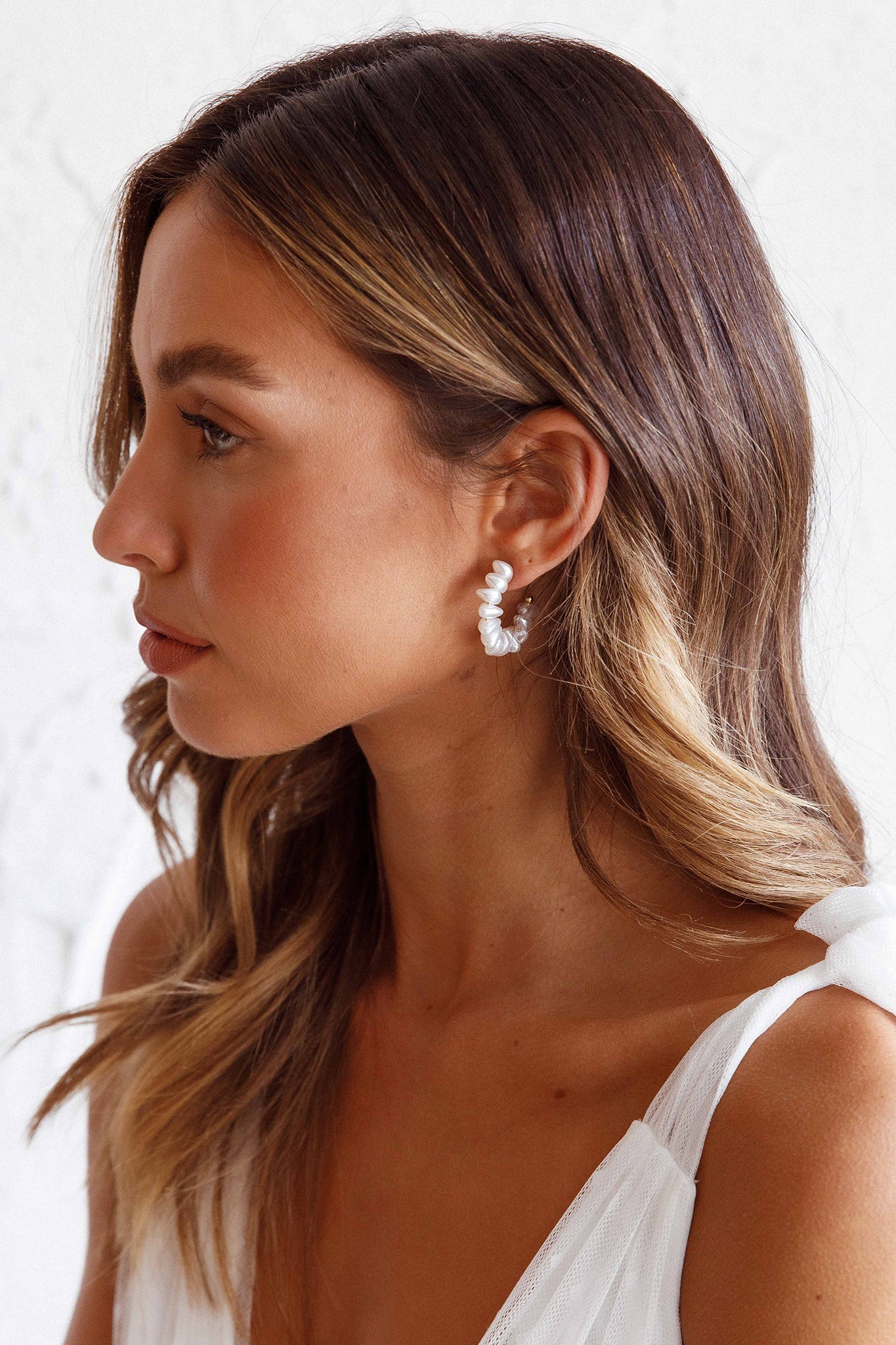 Gold Pearl Hoop Earrings