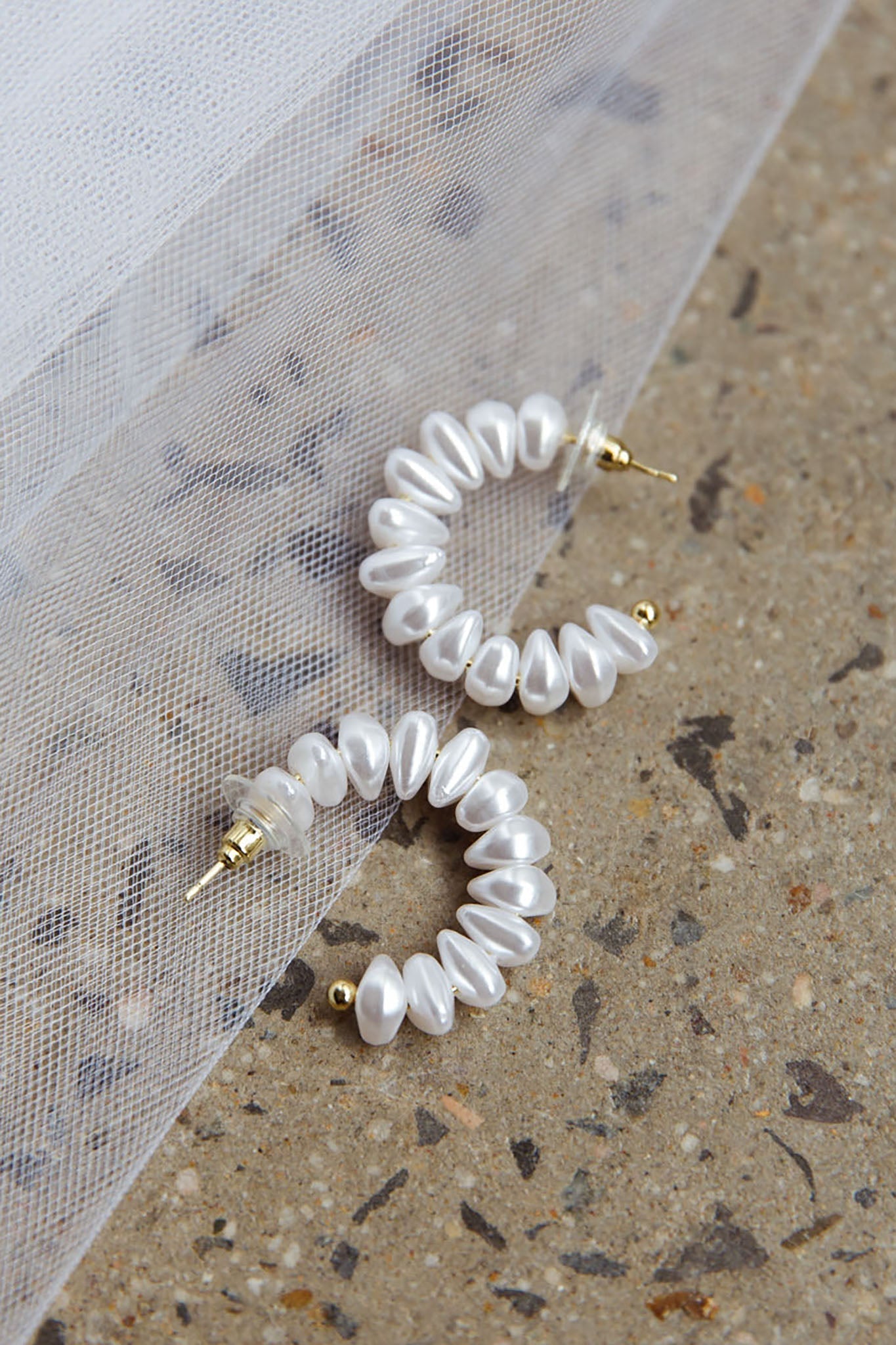 Gold Pearl Hoop Earrings