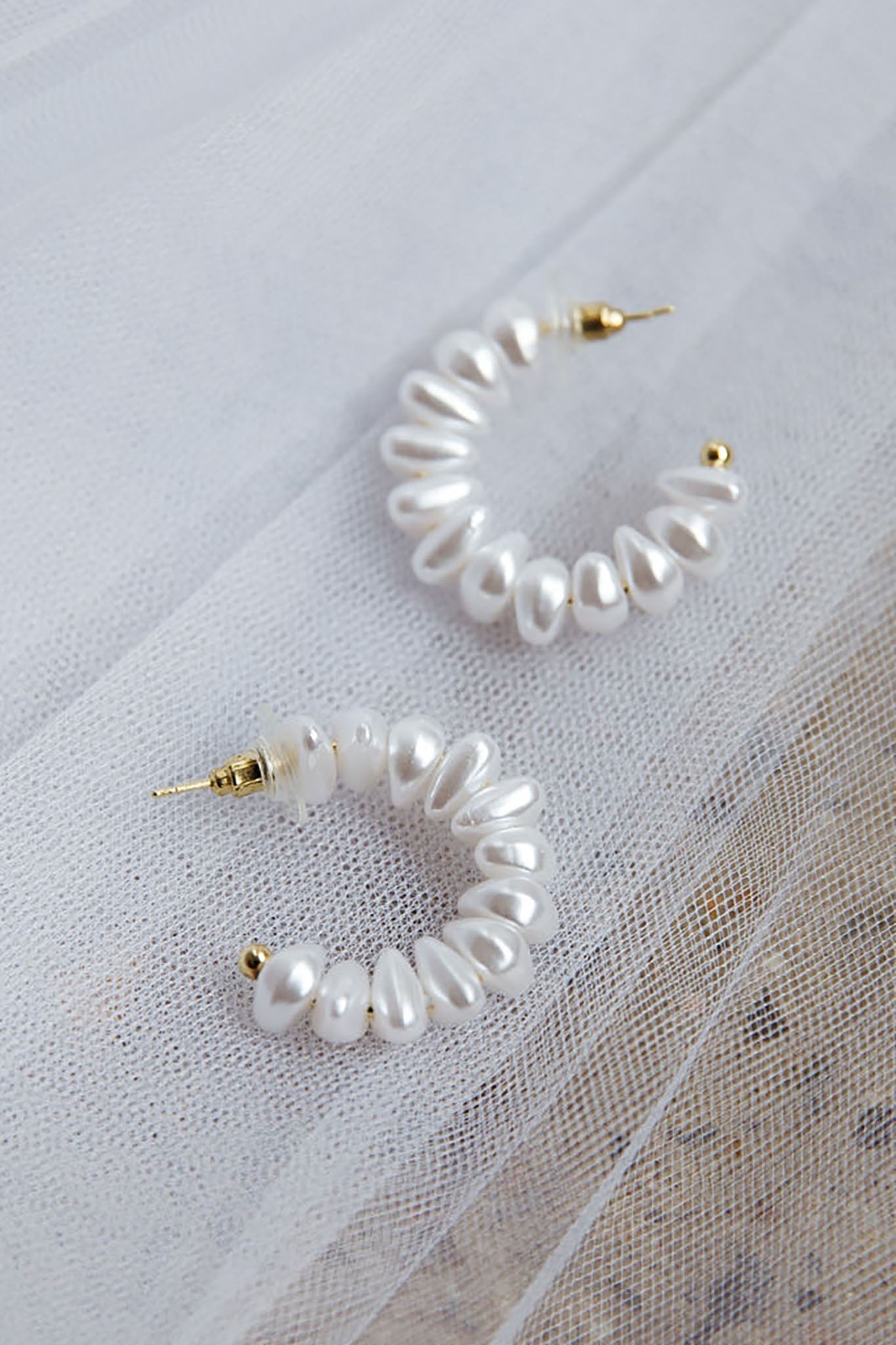 Gold Pearl Hoop Earrings