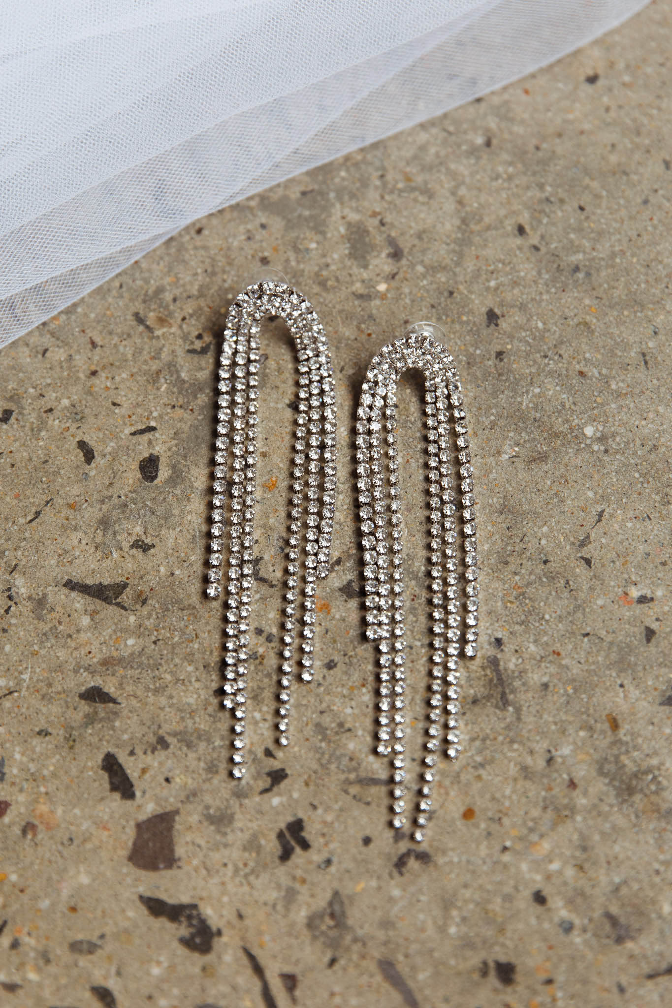 Angela Diamond Drop Earrings Silver