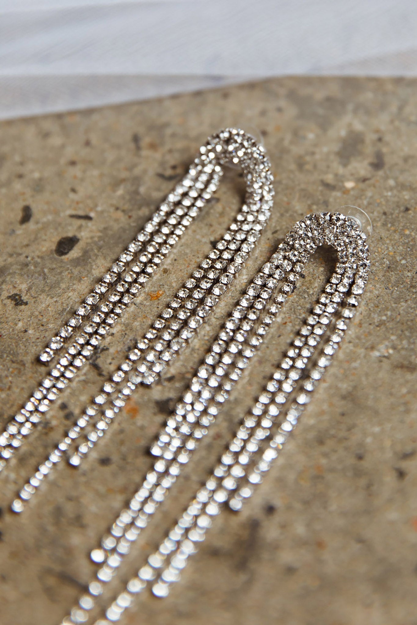 Angela Diamond Drop Earrings Silver