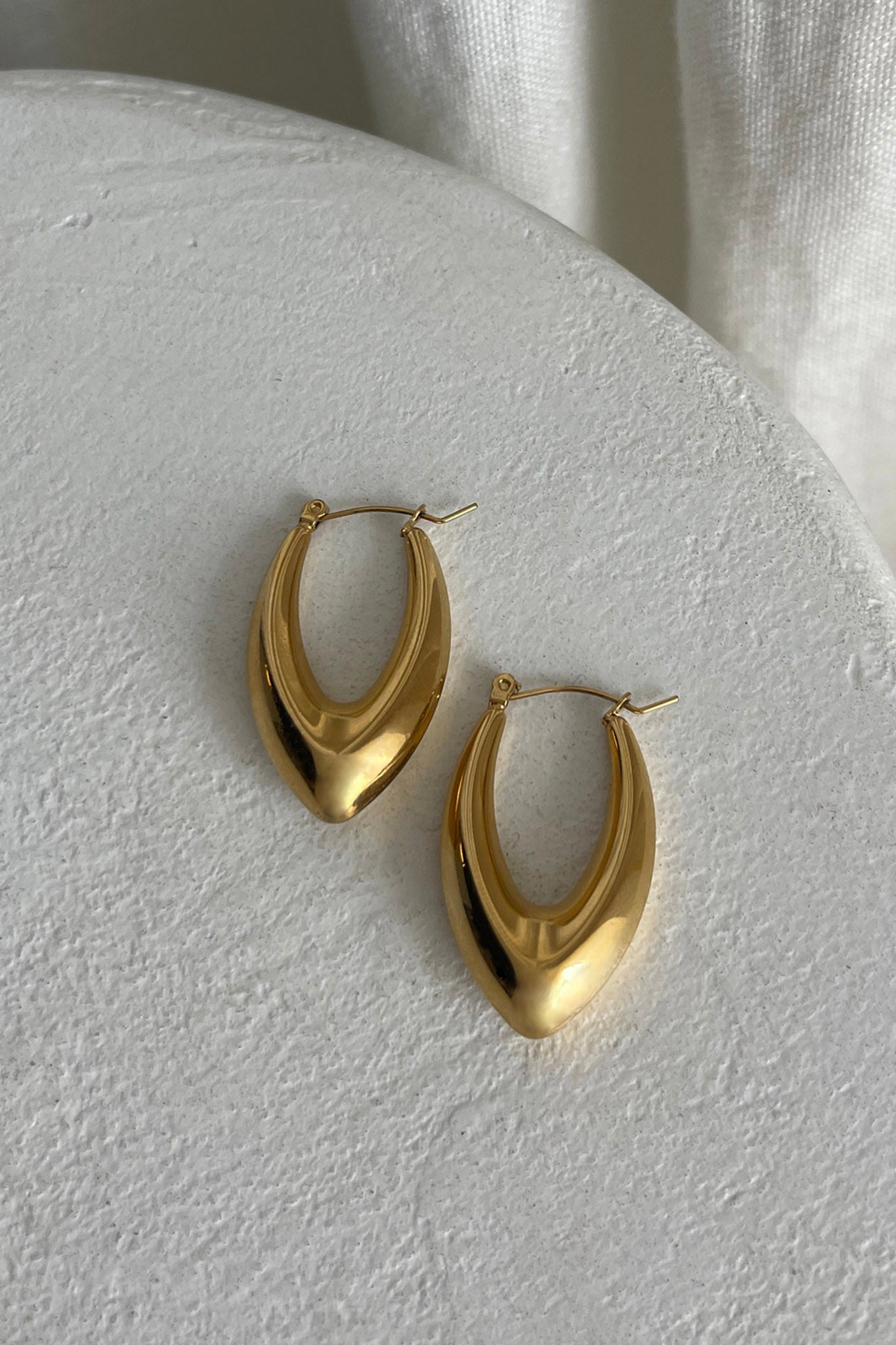 Huggie Oval Sun Drop Earrings in Gold