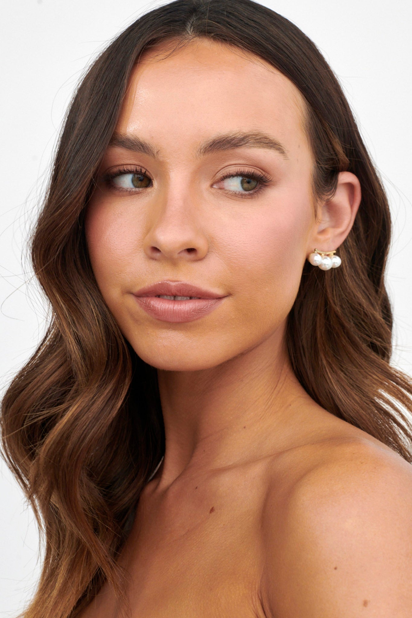 Eva Three Pearl Gold Earrings