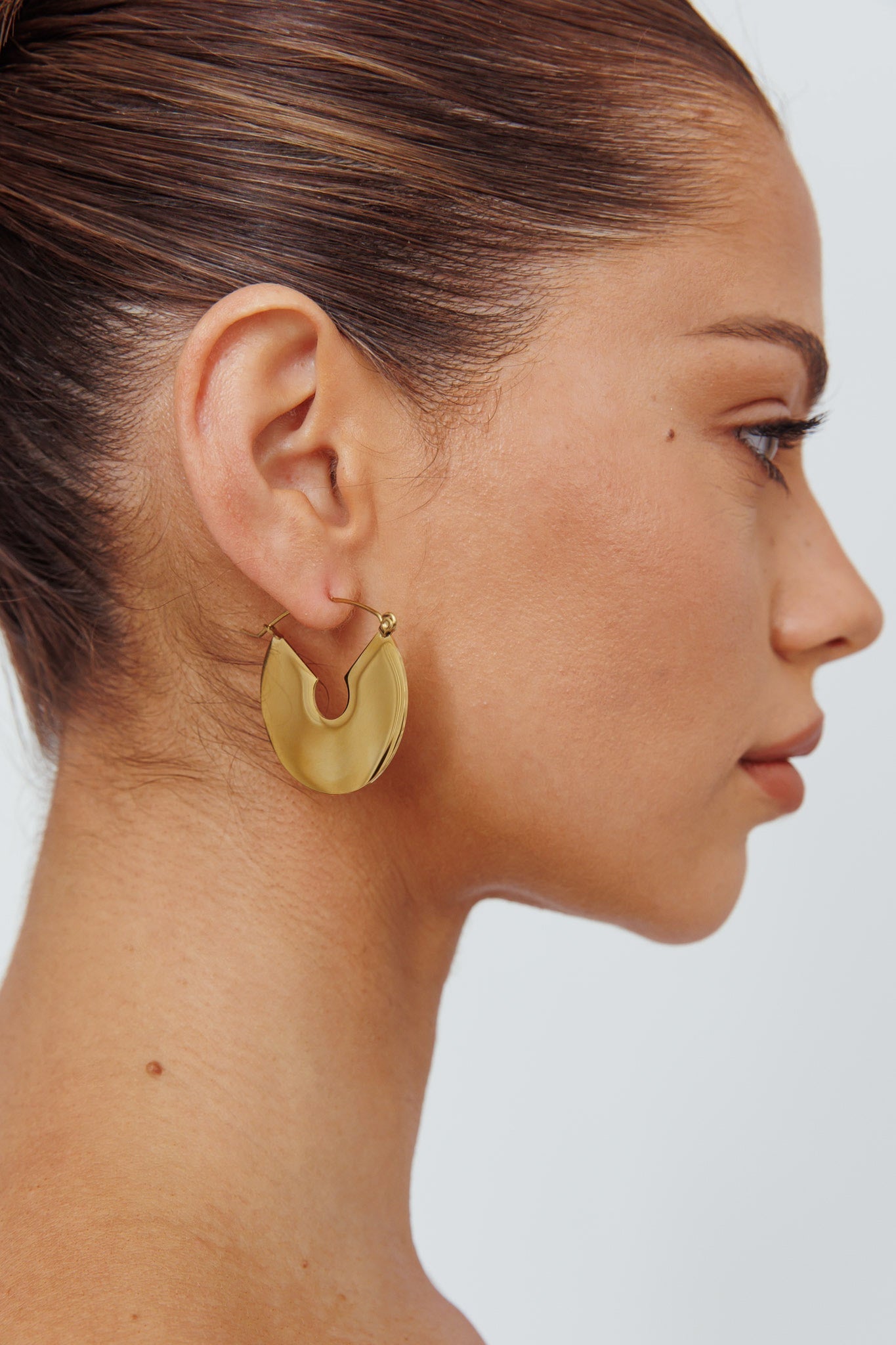 Faith Flat Circular Gold Earrings