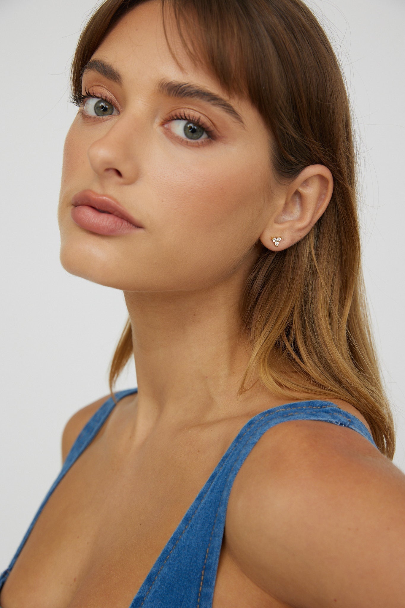 Trinity Gold-Plated Zirconium Stud Earrings