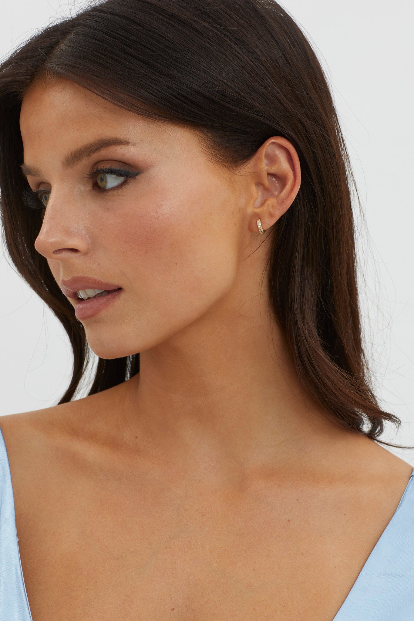 Zelda Gold Paved Zircon Hoop Earrings