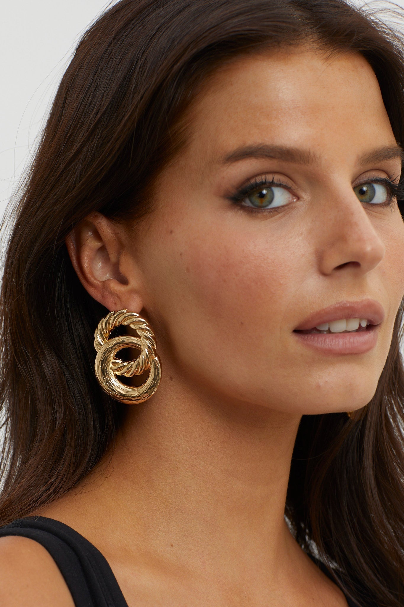 Myrah Large Double Circle Gold Earrings