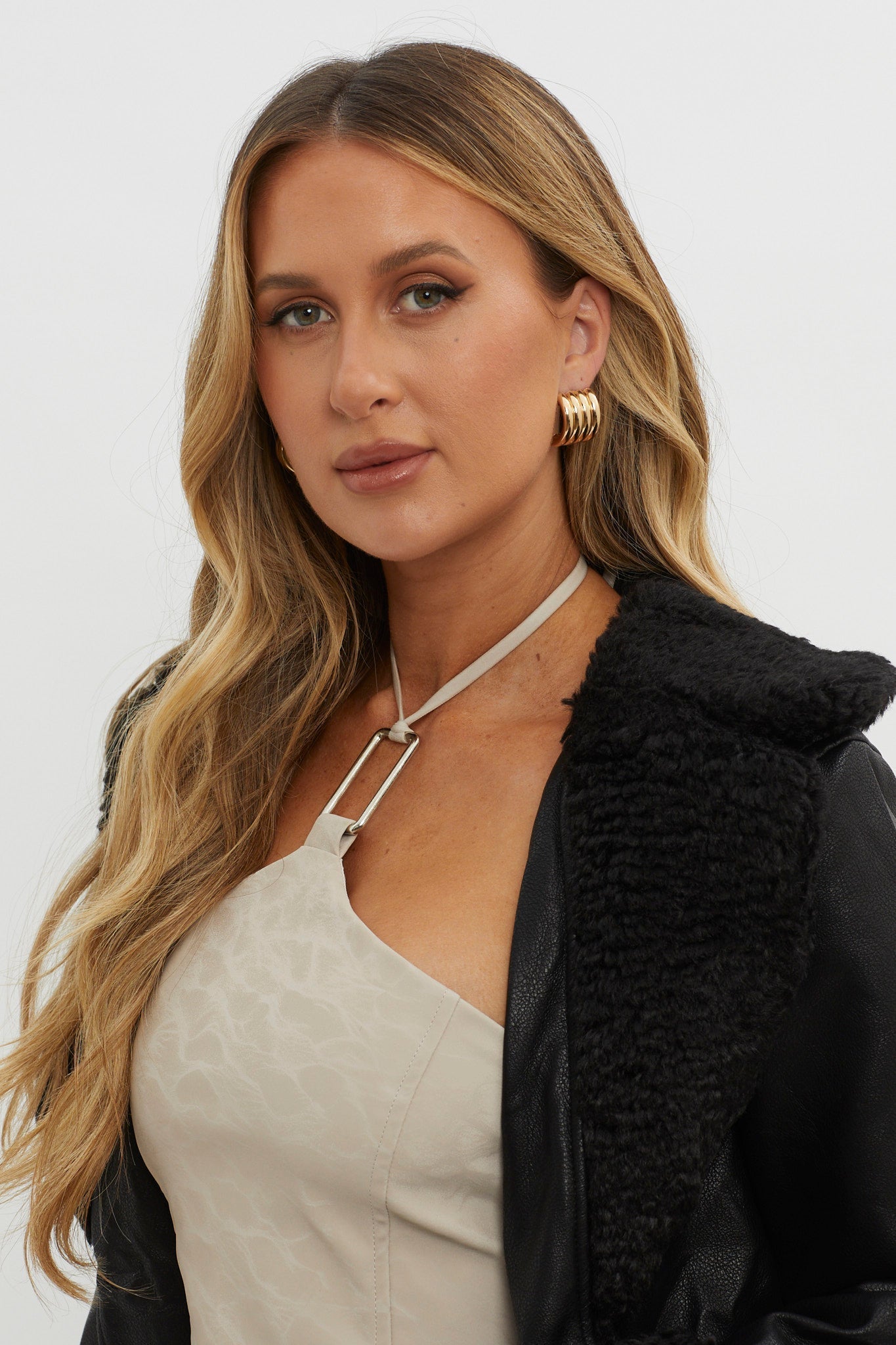 Mally Gold Striped Hoop Earrings