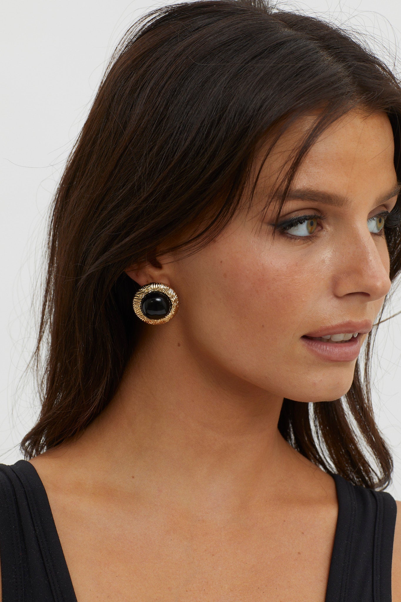 Black Misty Dome Earrings