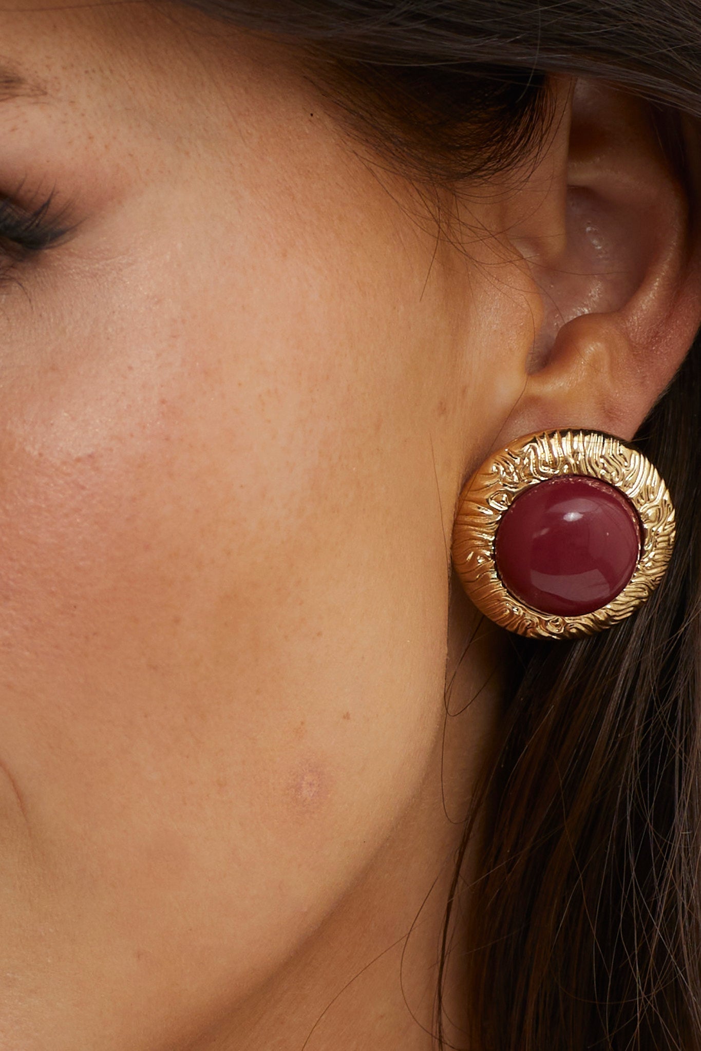 Dome Earrings Misty Wine Gold