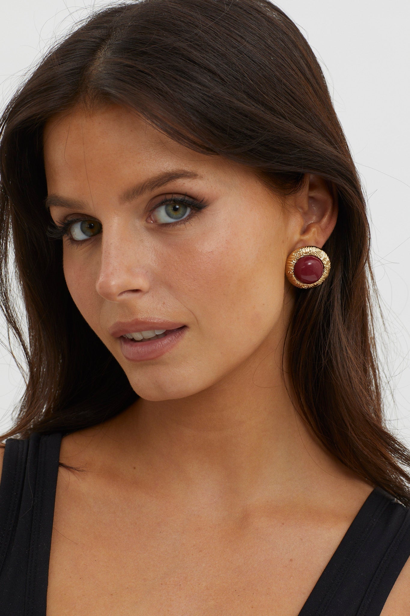 Dome Earrings Misty Wine Gold