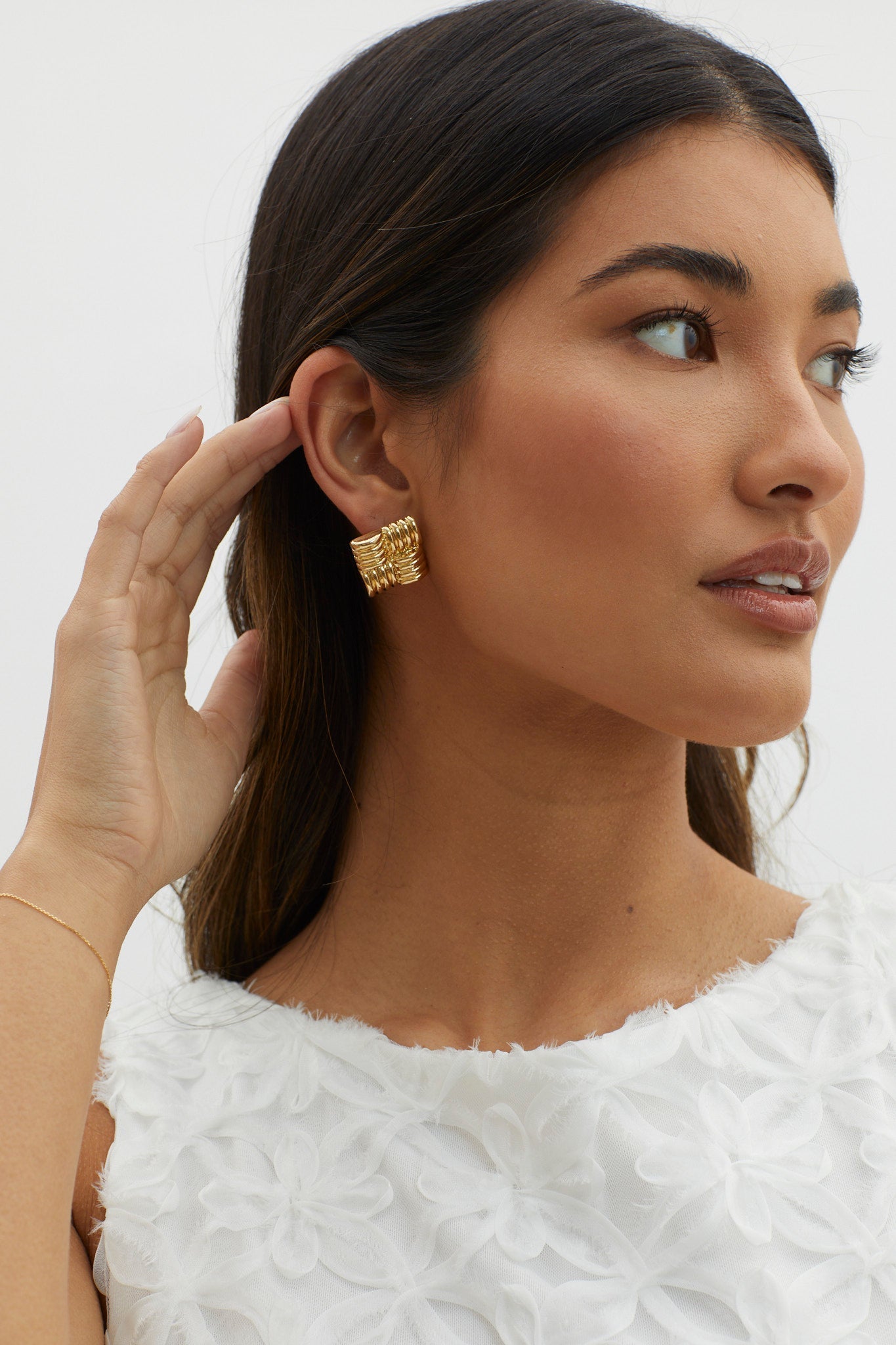 Manhattan Square Gold Earrings