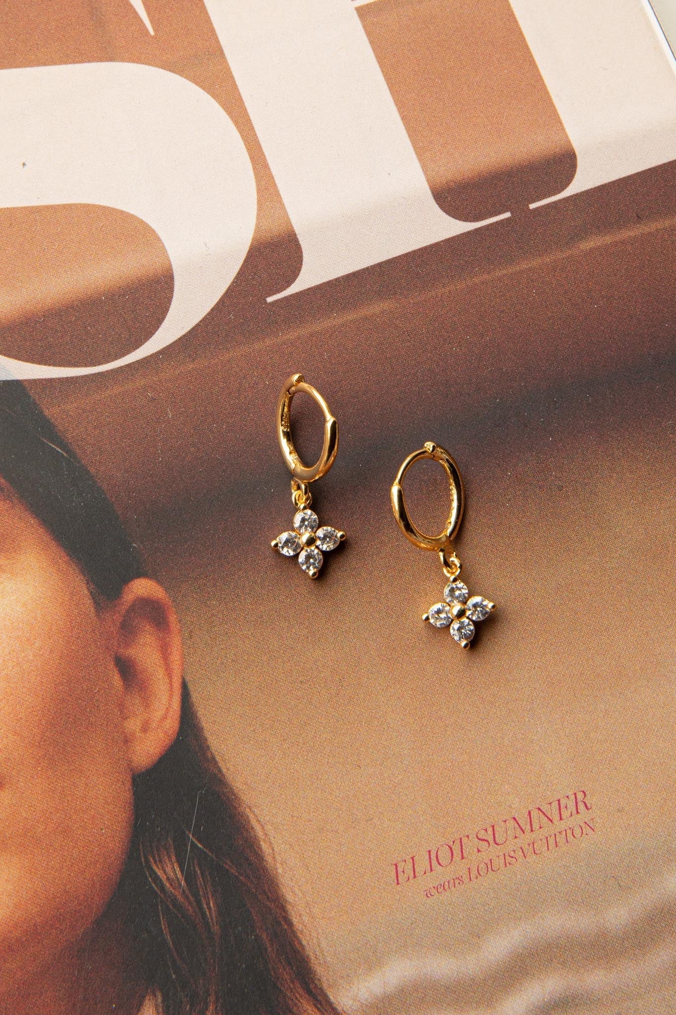 Diamond Hoop Earrings Dexter Clover Gold