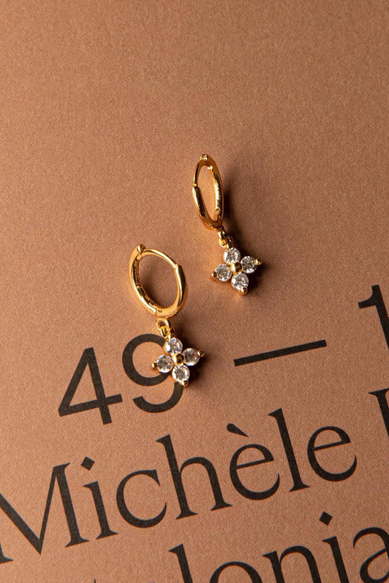 Diamond Hoop Earrings Dexter Clover Gold