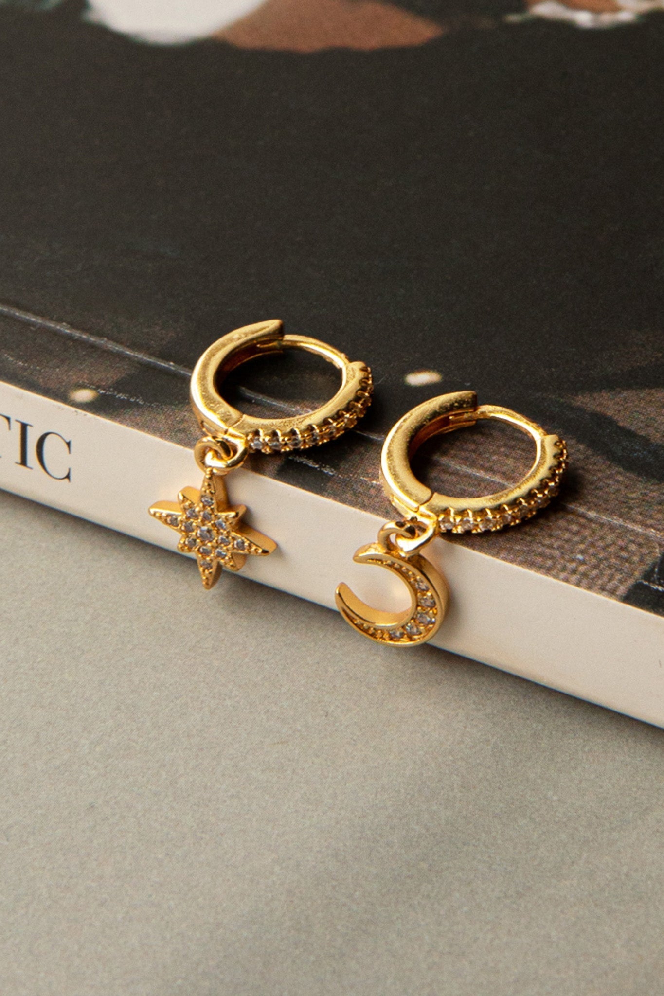 Diamante Midnight Gold Hoop Earrings