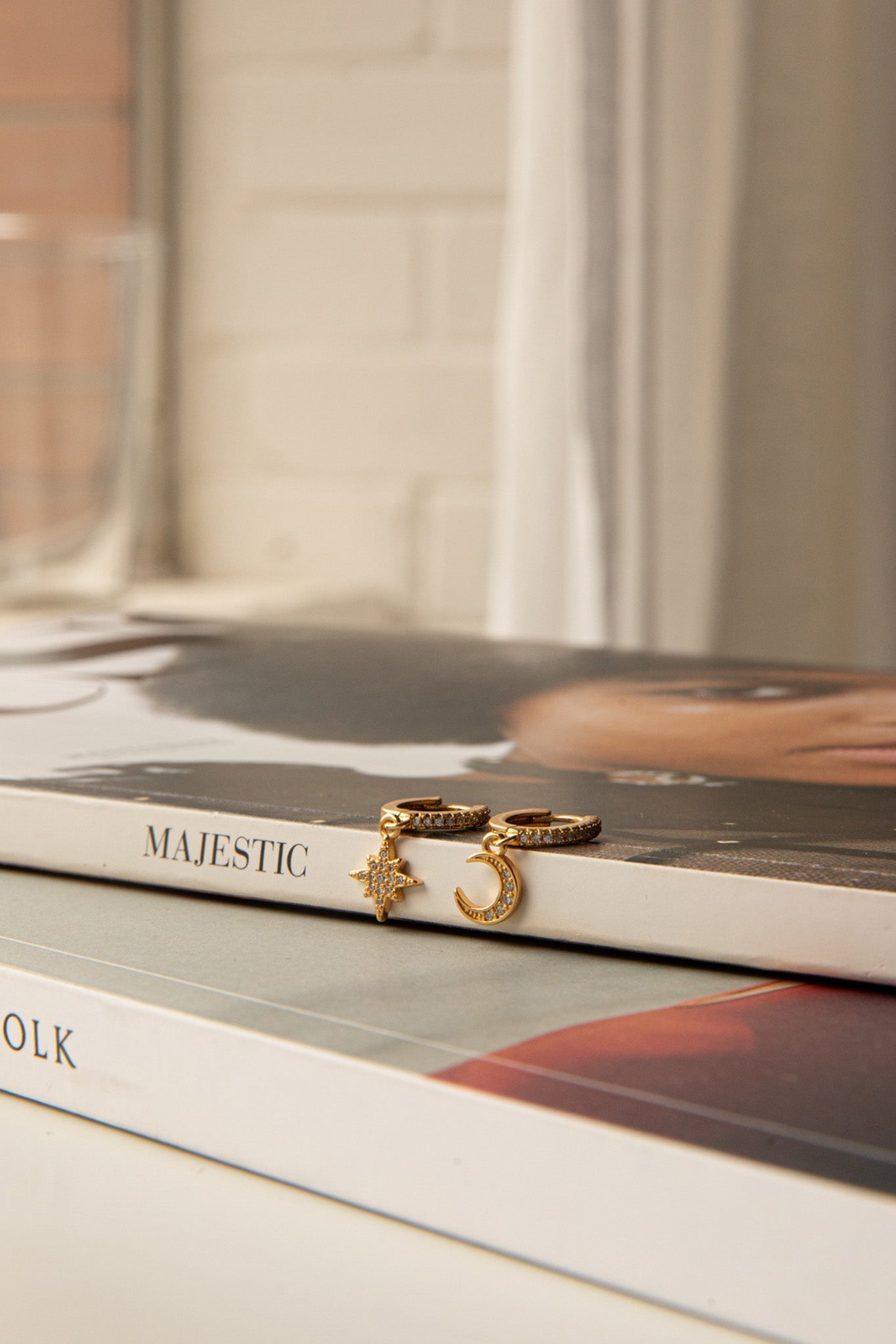 Diamante Midnight Gold Hoop Earrings