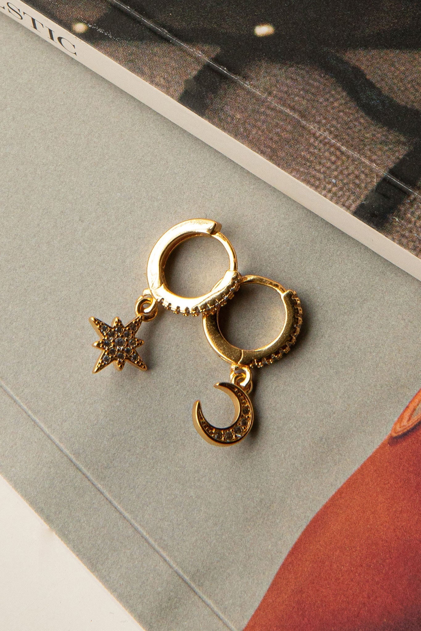 Diamante Midnight Gold Hoop Earrings