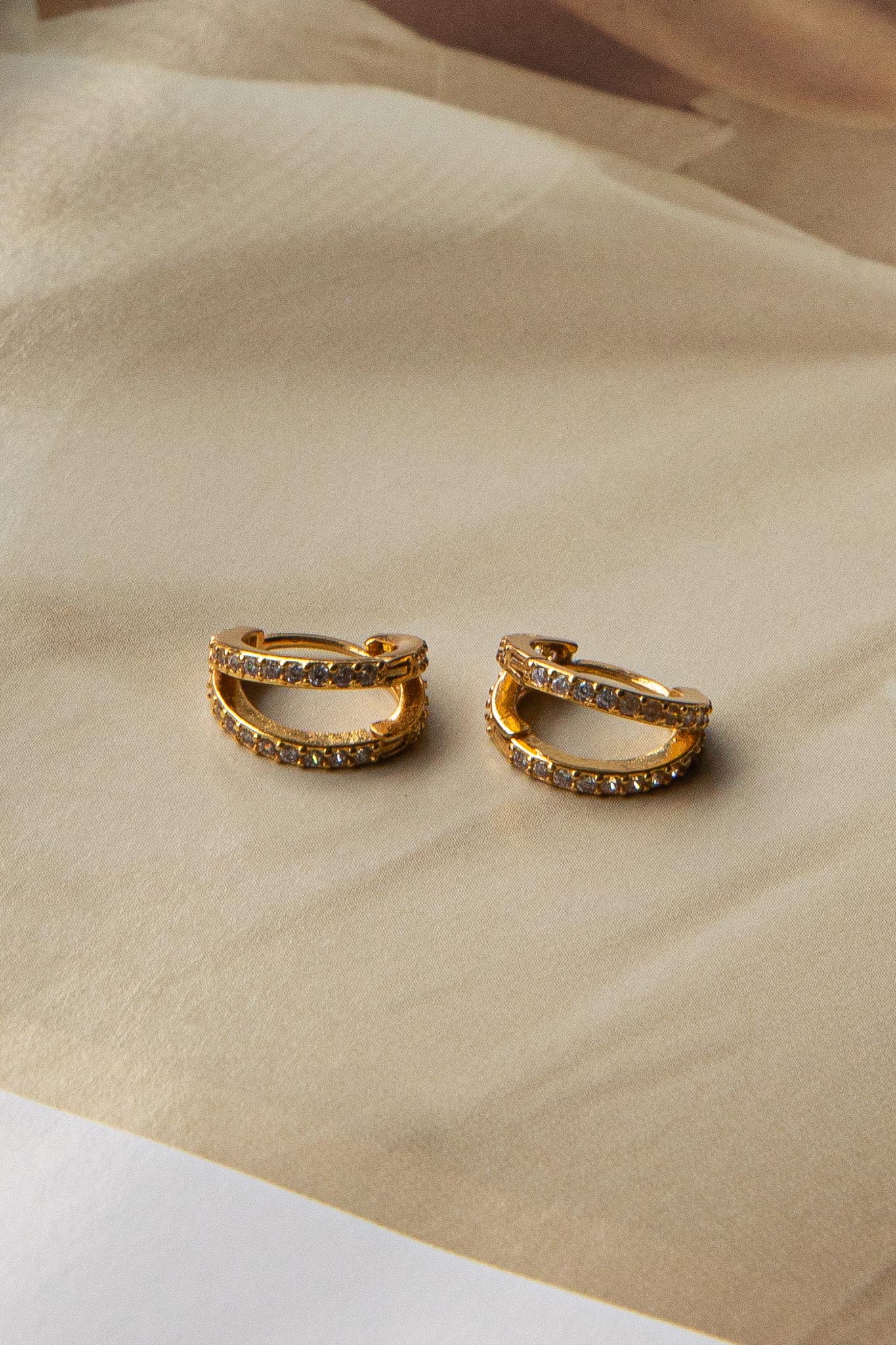 Diamante Hoop Earrings in Gold