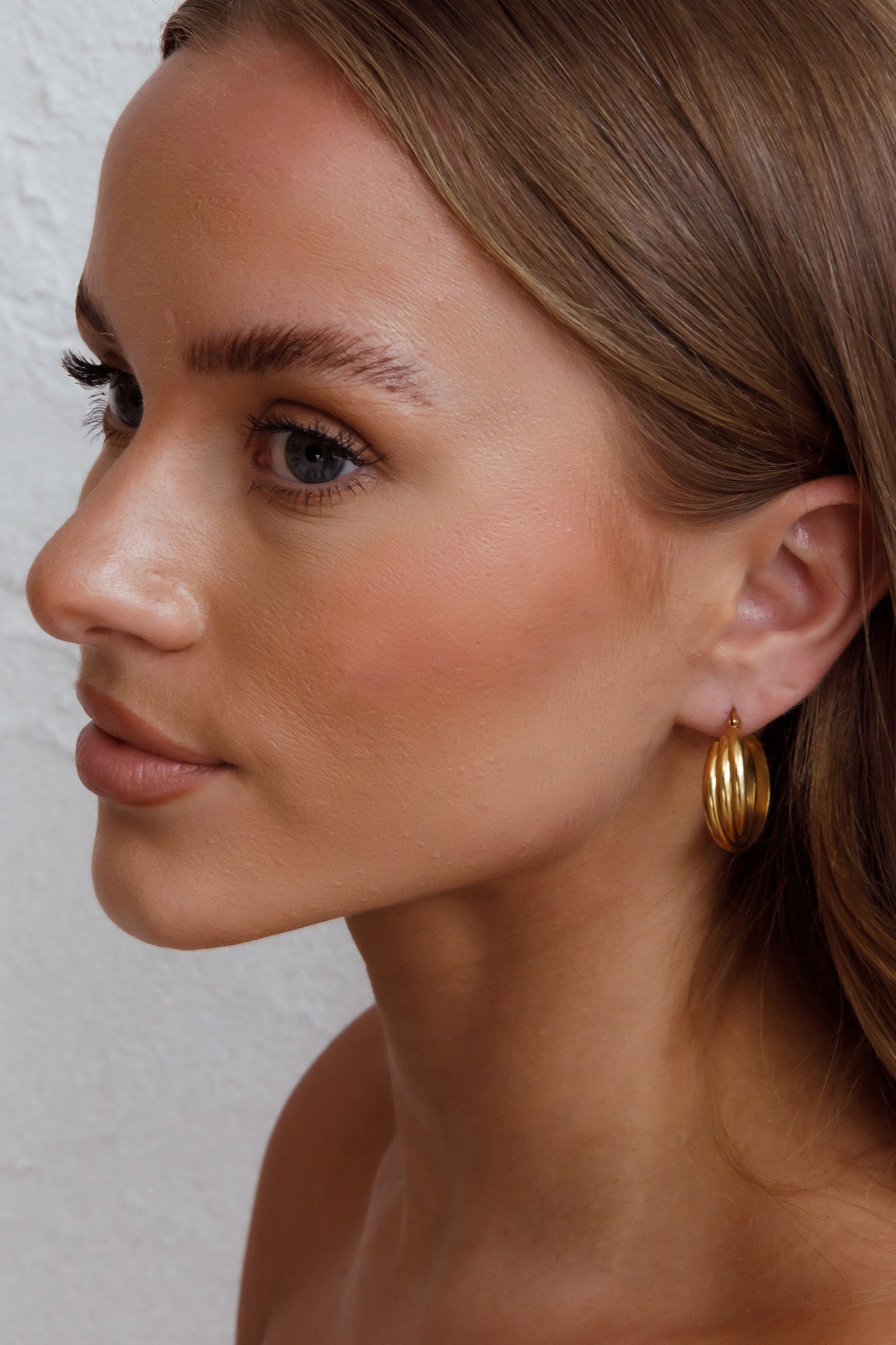 Mona Triple Ring Gold Earrings