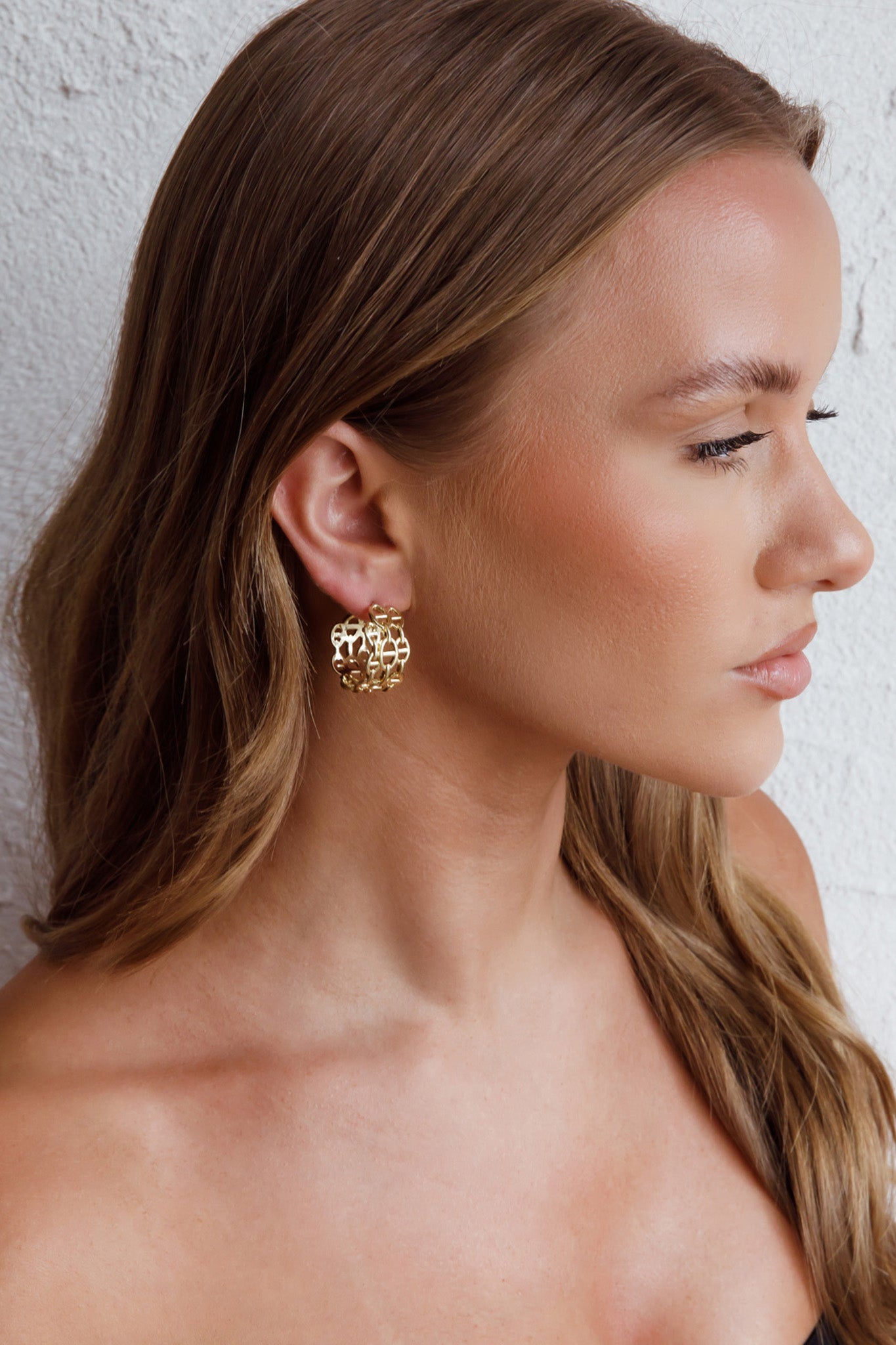 Georgiana Open Hoop Earrings in Gold